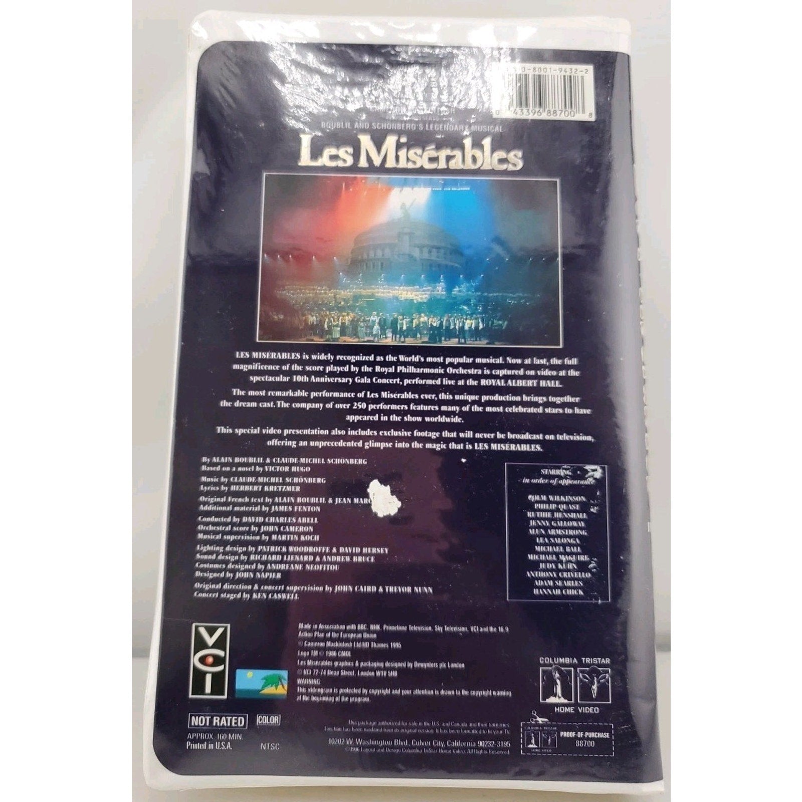 Les Miserables - In Concert (VHS, 1996, Clamshell Case)