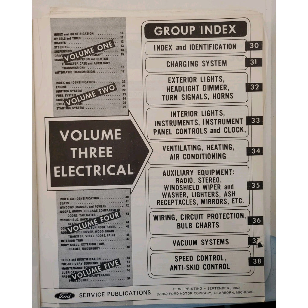 Ford 1970 Car Shop Manual Volume Three Electrical