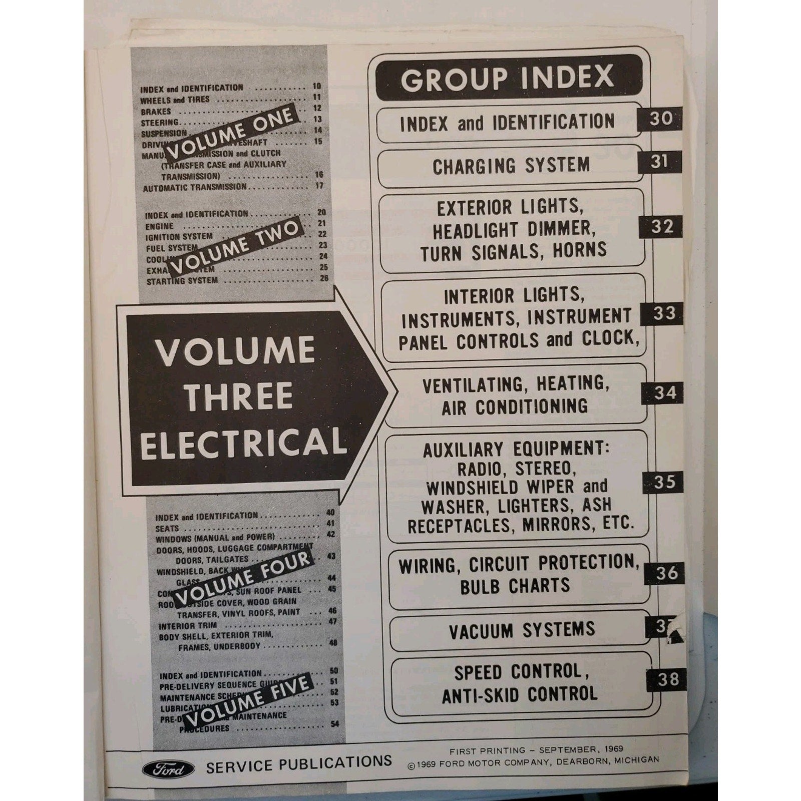 Ford 1970 Car Shop Manual Volume Three Electrical