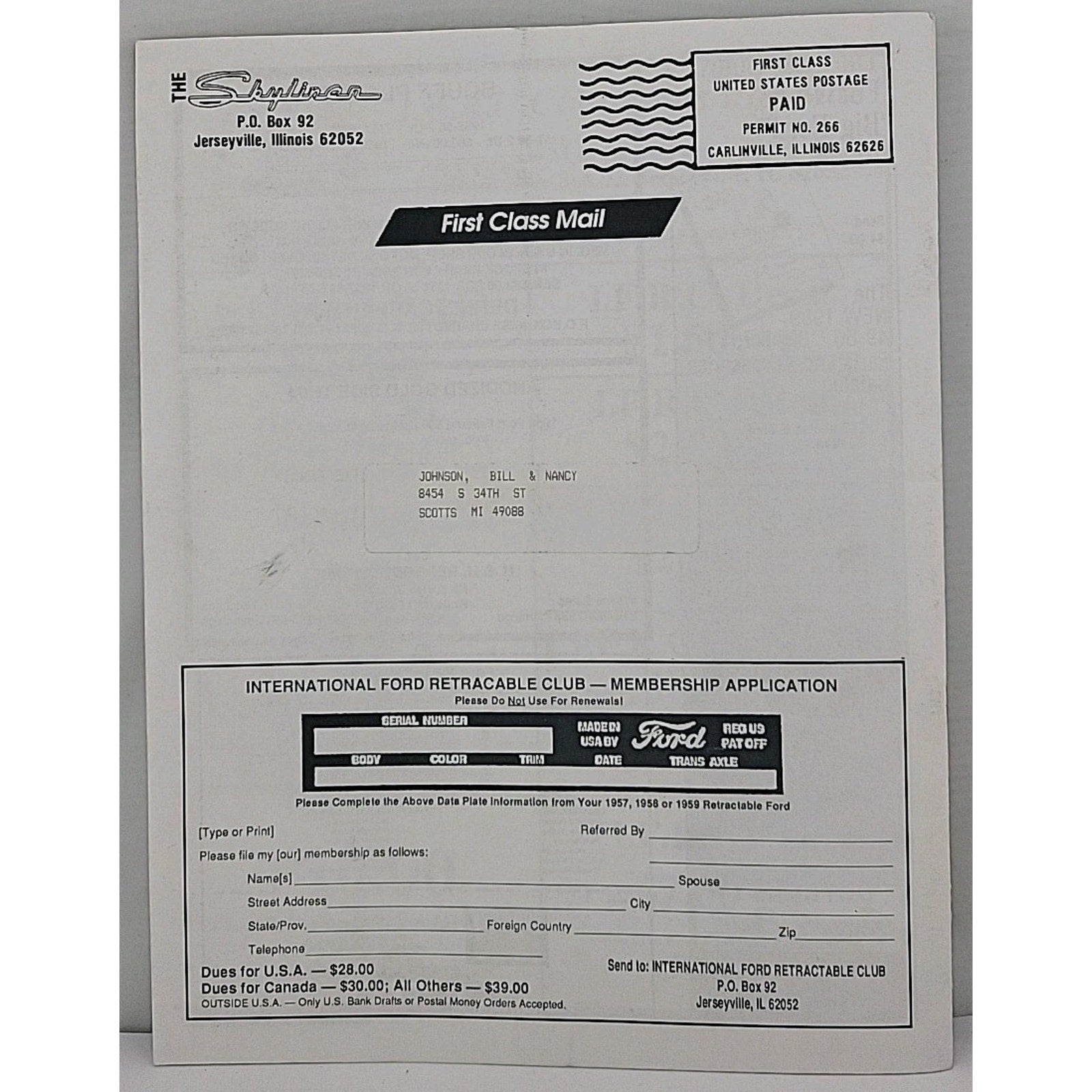 The Skyliner - International Retractable Club - January 1993 Number 141