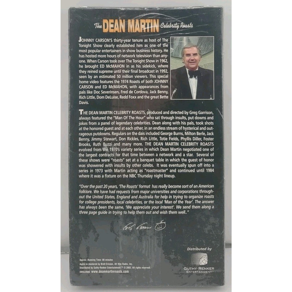 The Dean Martin Celebrity Roasts Johnny Carson & Ed McMahon (VHS) *Brand New*