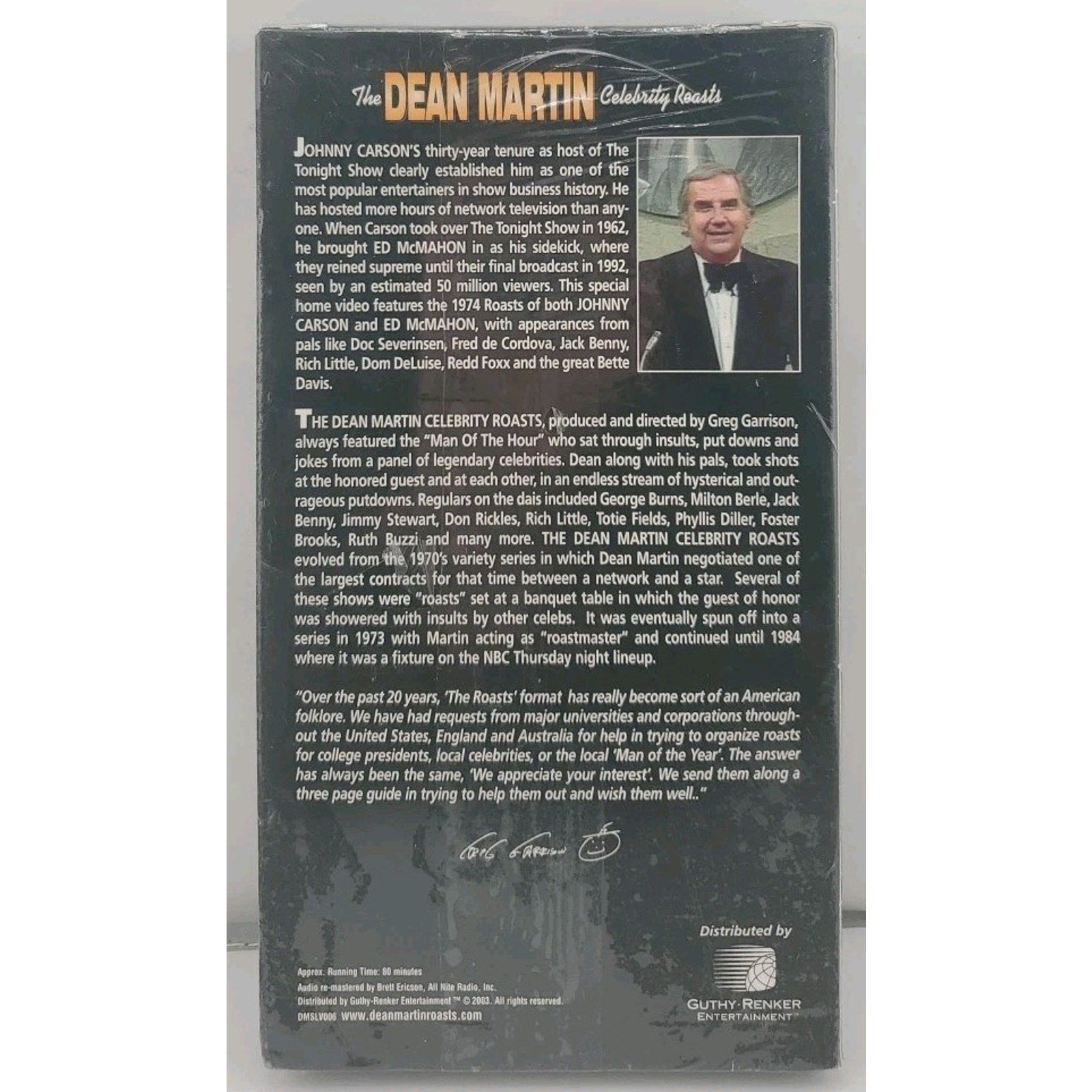 The Dean Martin Celebrity Roasts Johnny Carson & Ed McMahon (VHS) *Brand New*