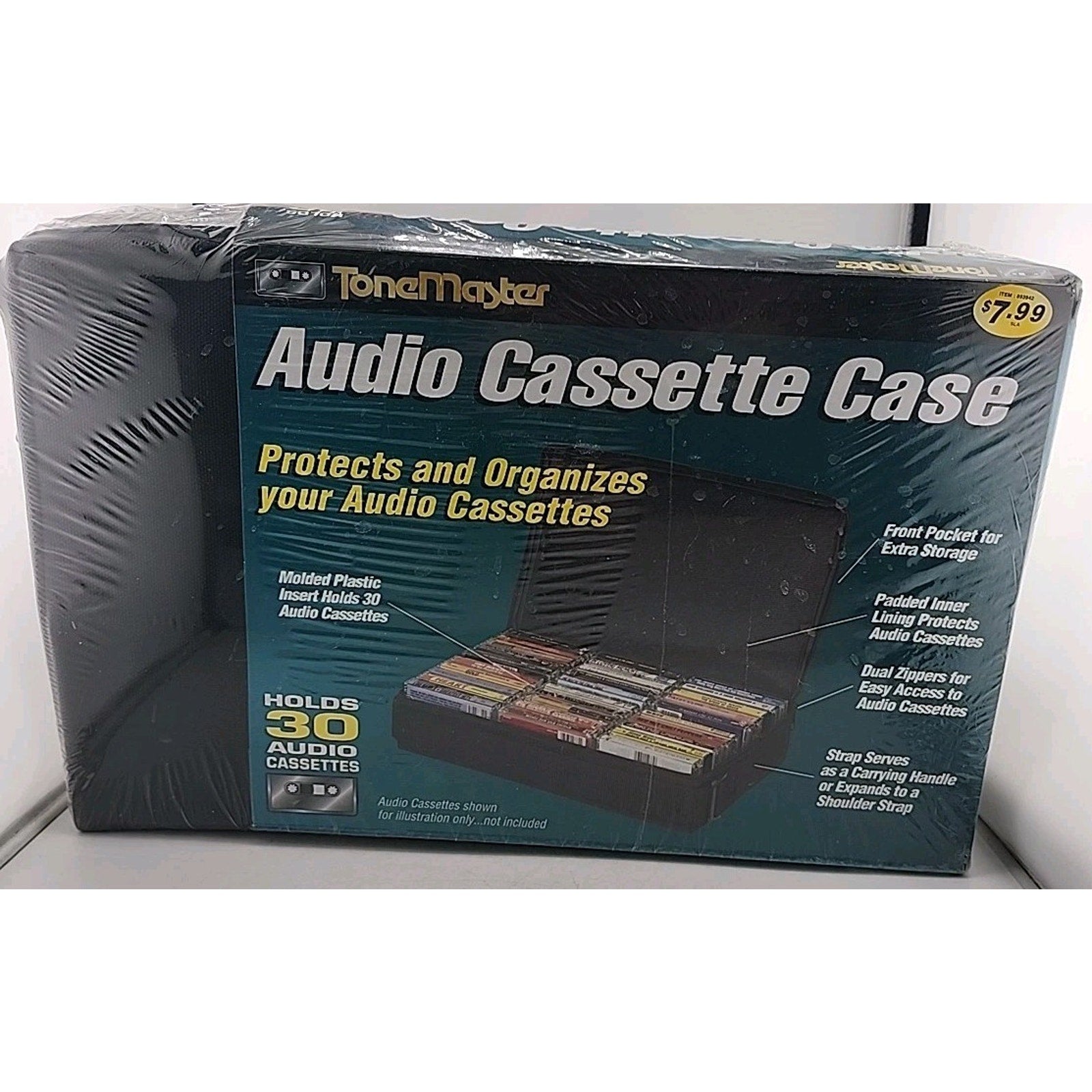 ToneMaster 30 Cassette Carrying Case Black Nylon w/ Front Pocket Carrying Strap