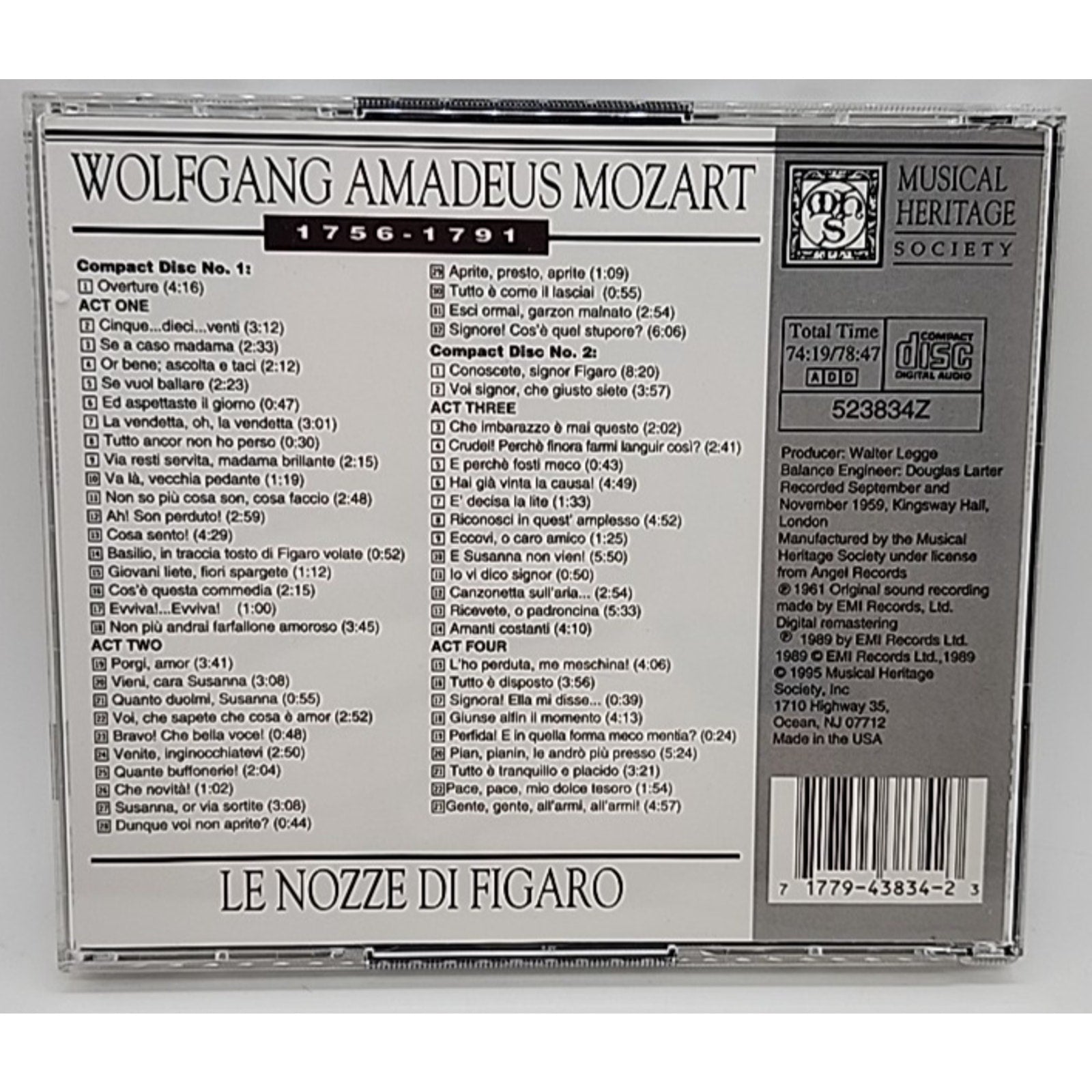 Mozart Le Nozzi di Figaro - Audio CD By Wolfgang Amadeus Mozart