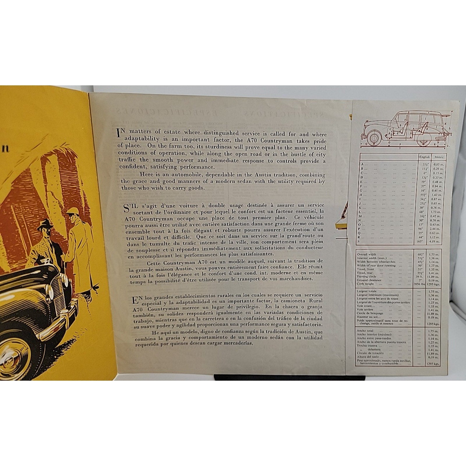 1950 1951 Austin A70 Hereford Countryman Car Sales Brochure Folder