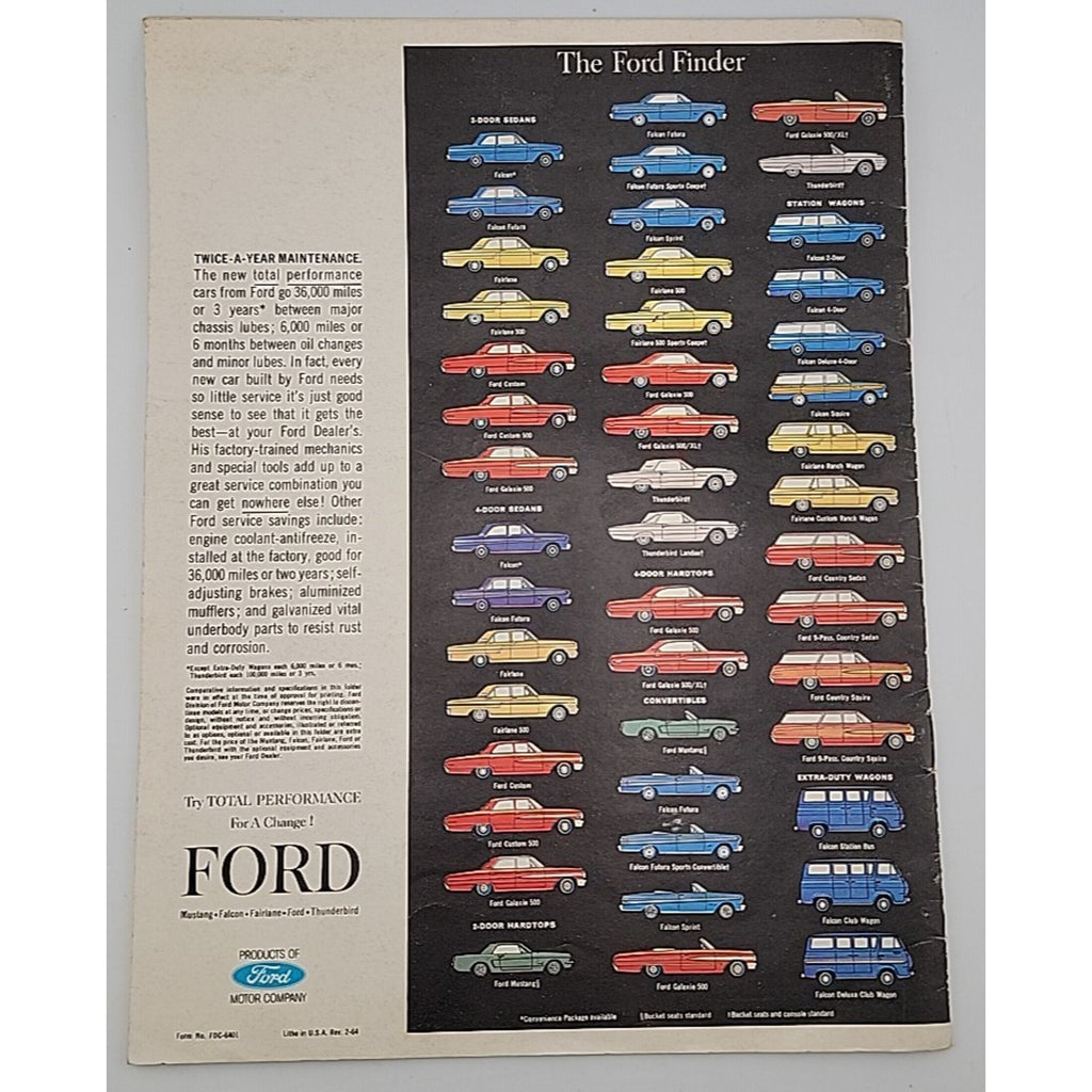 1964 Ford Automobile Dealers Advertising Brochure with Mustang