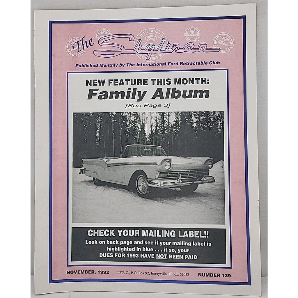 The Skyliner - International Retractable Club - November 1992 Number 139