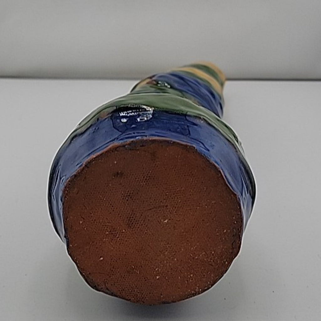 Blue Green Yellow Ceramic Wavy Vase