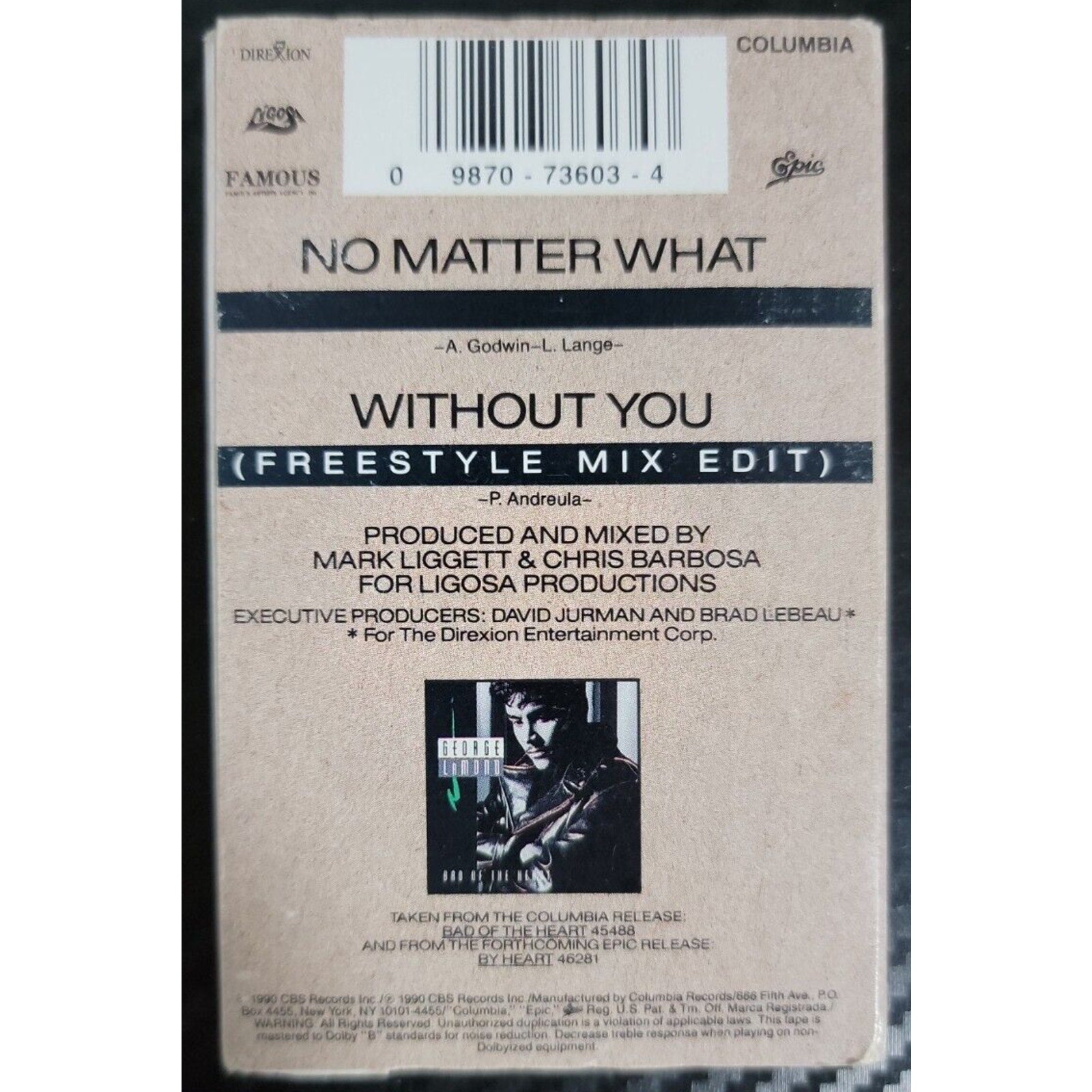Cassette Tape Single 1990 George Lamond W/ Brenda Starr No Matter What