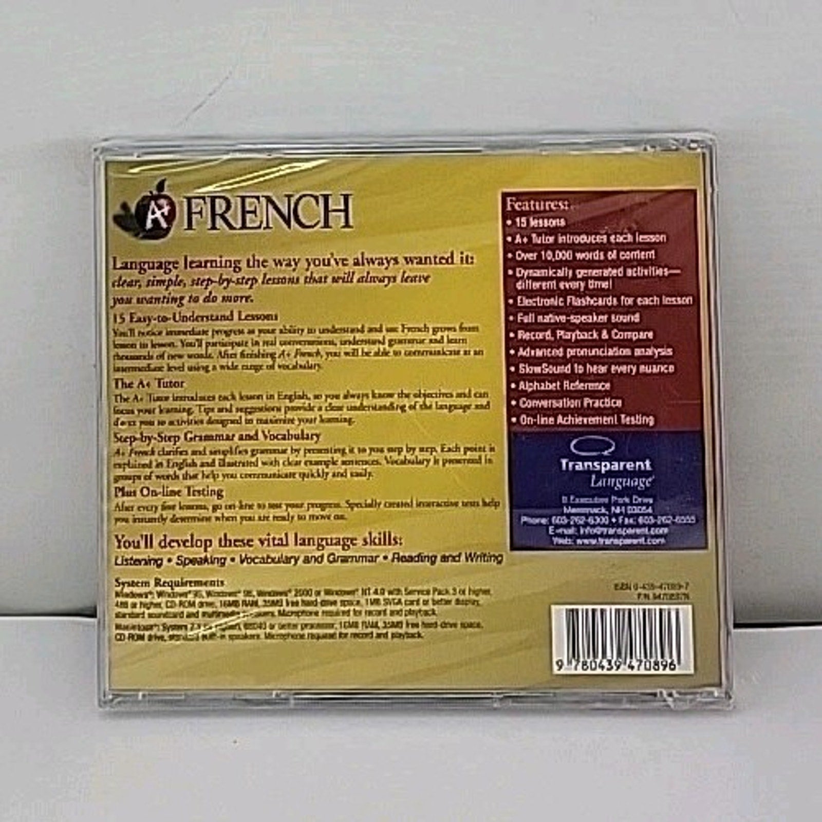 A+ French Scholastic CD-ROM 1999 French In 15 Easy Lessons *Brand New*
