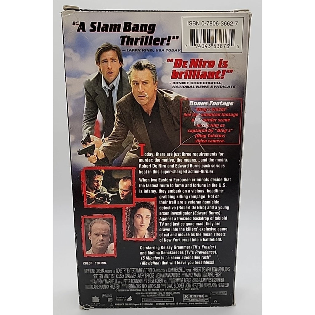 15 Minutes (VHS, 2002, Includes Bonus Footage)