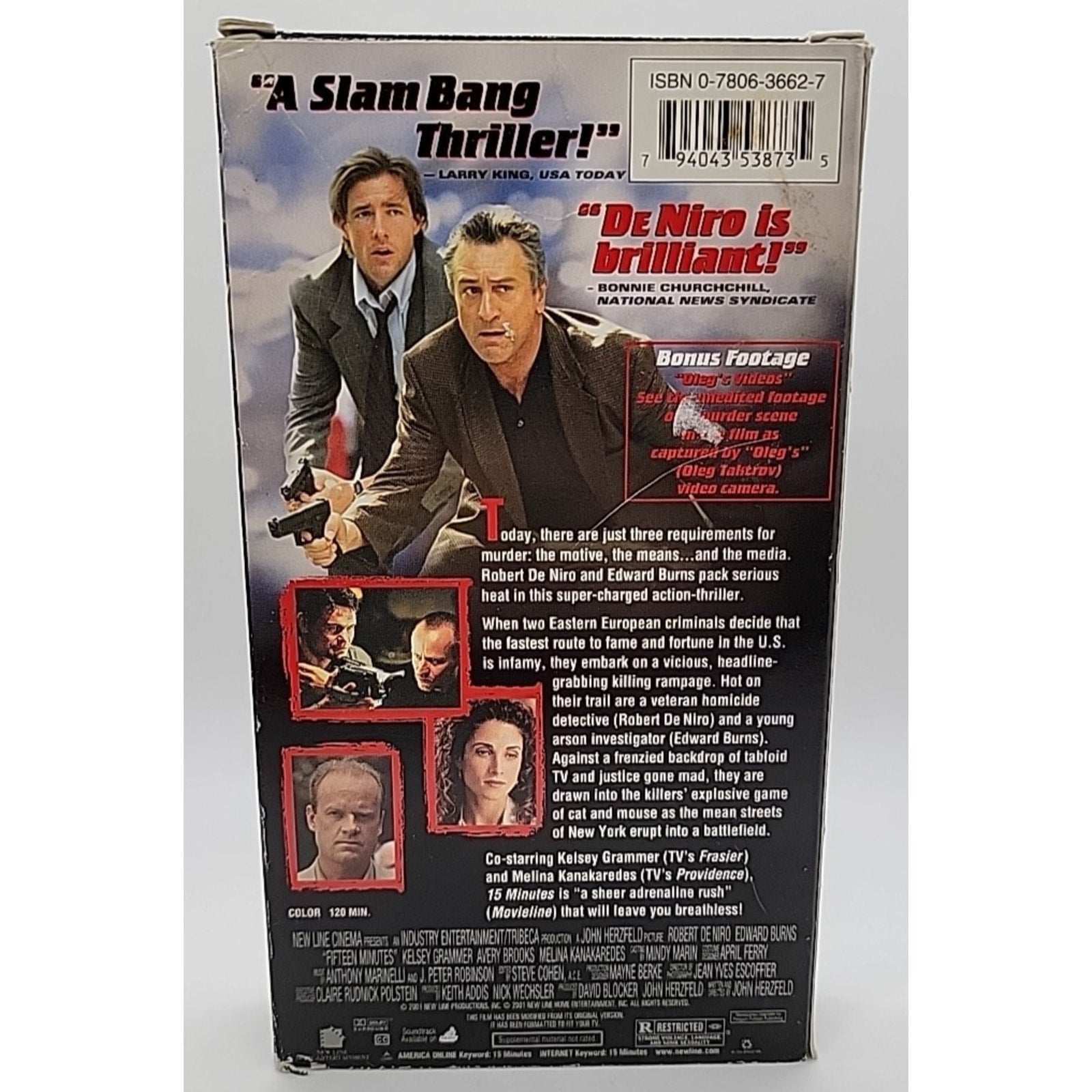 15 Minutes (VHS, 2002, Includes Bonus Footage)