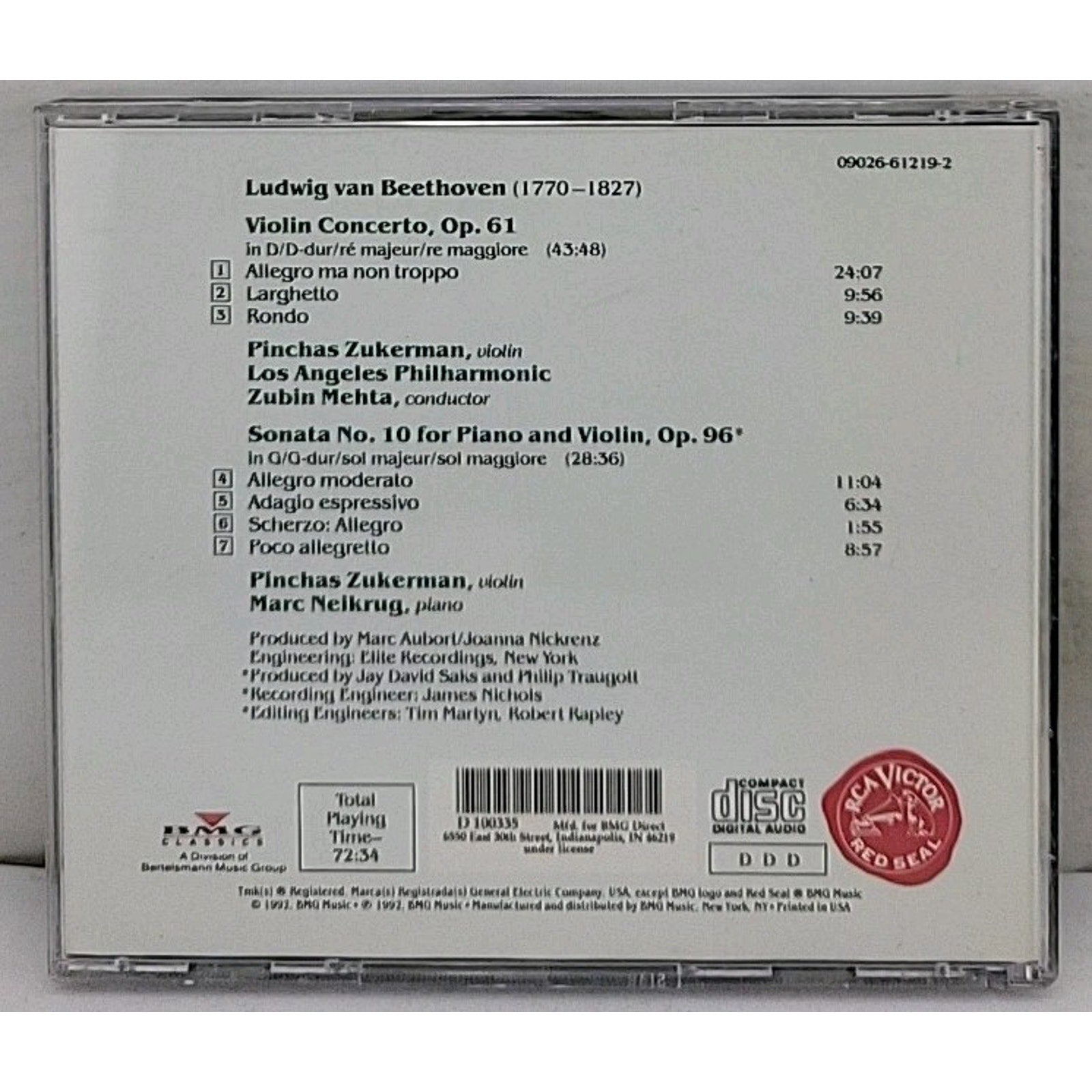 Beethoven: Violin Concerto (CD, RCA)