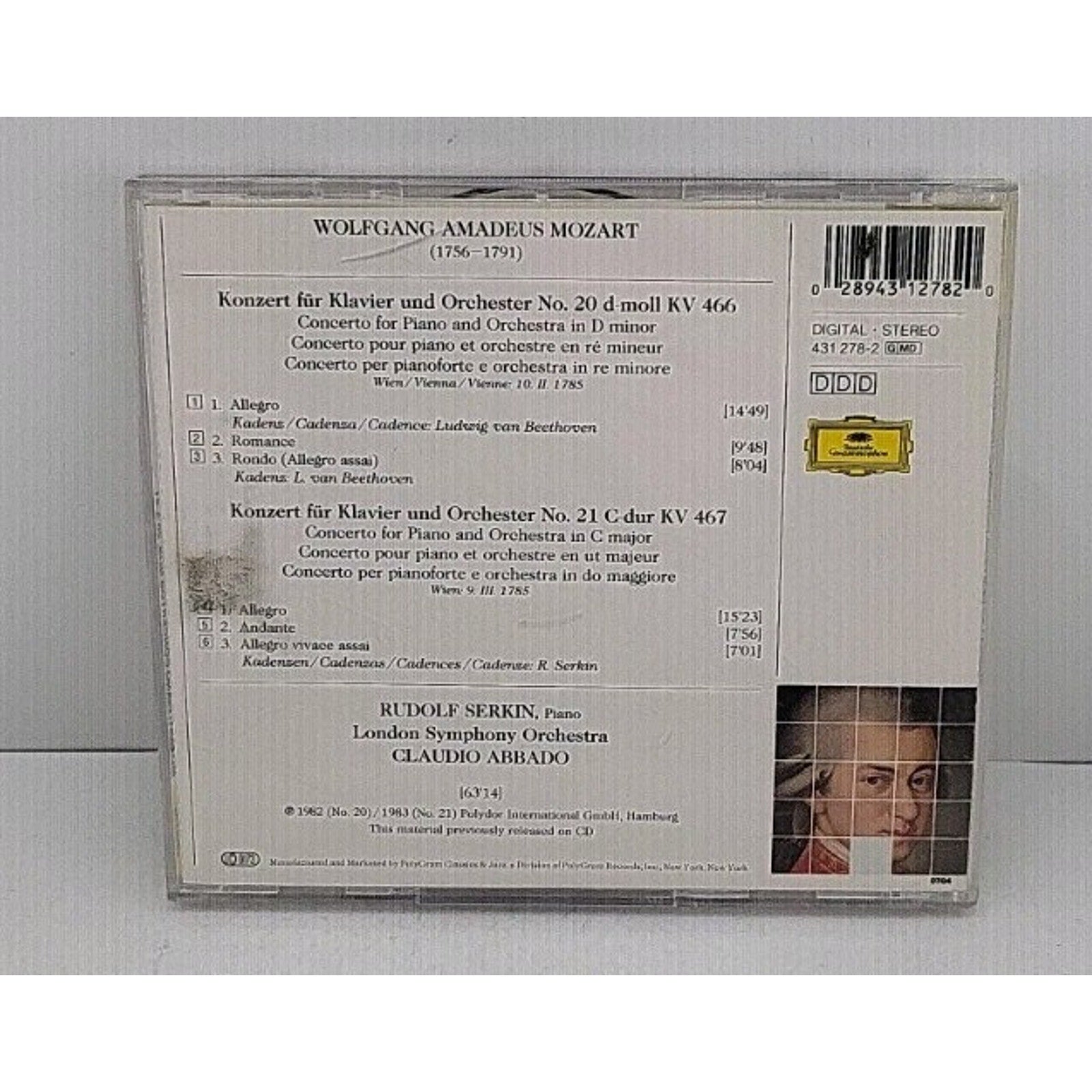Con Pno 20/21 by W.A. Mozart (CD, 1991)