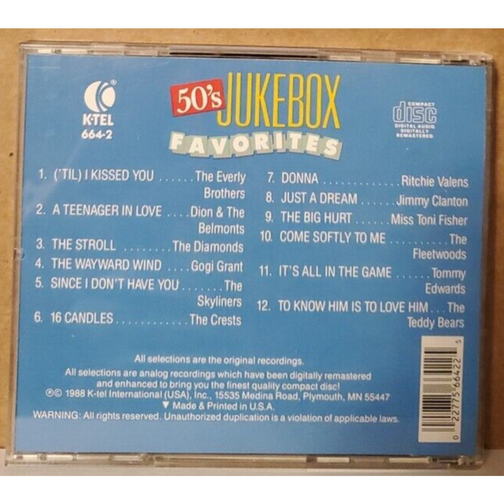50S JUKEBOX FAVORITES (CD, 1988, K-Tel Distribution)