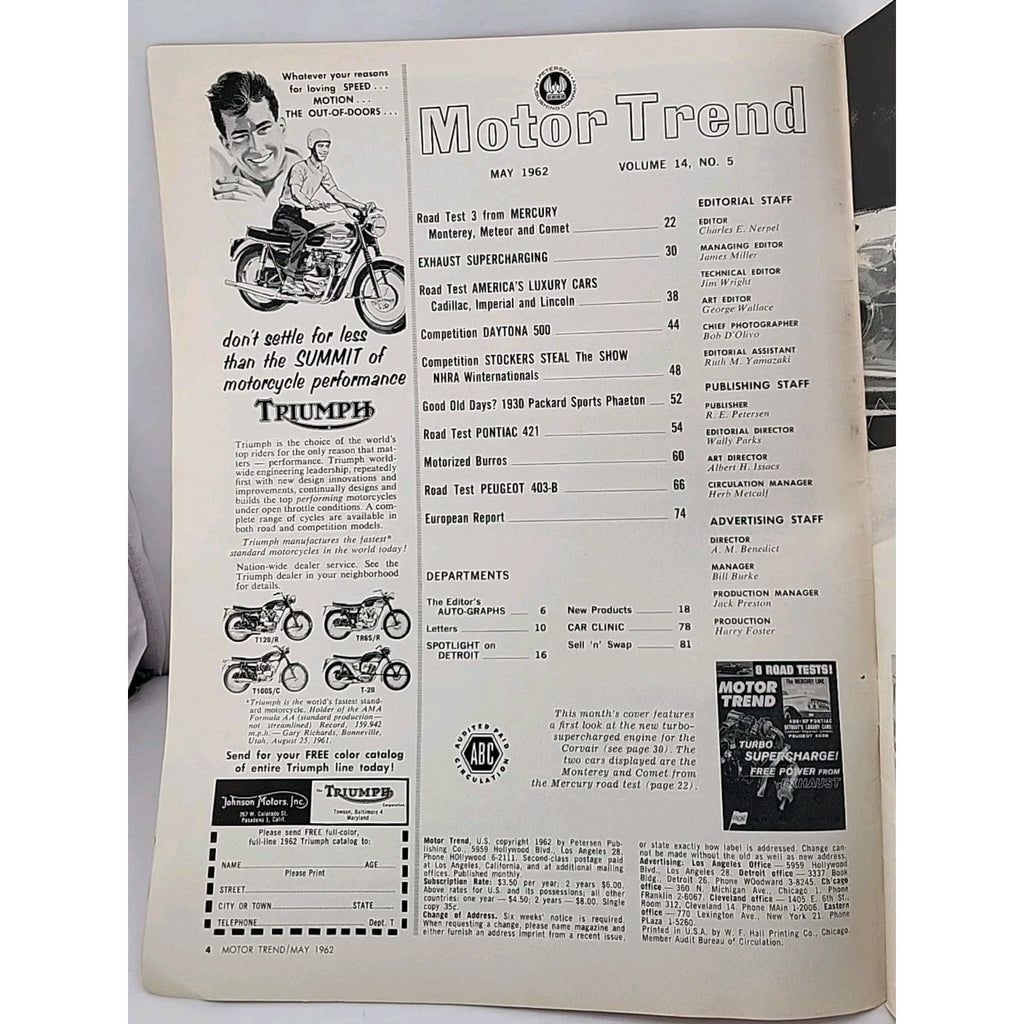 Motor Trend Magazine - May 1962 - Volume 14 No. 5