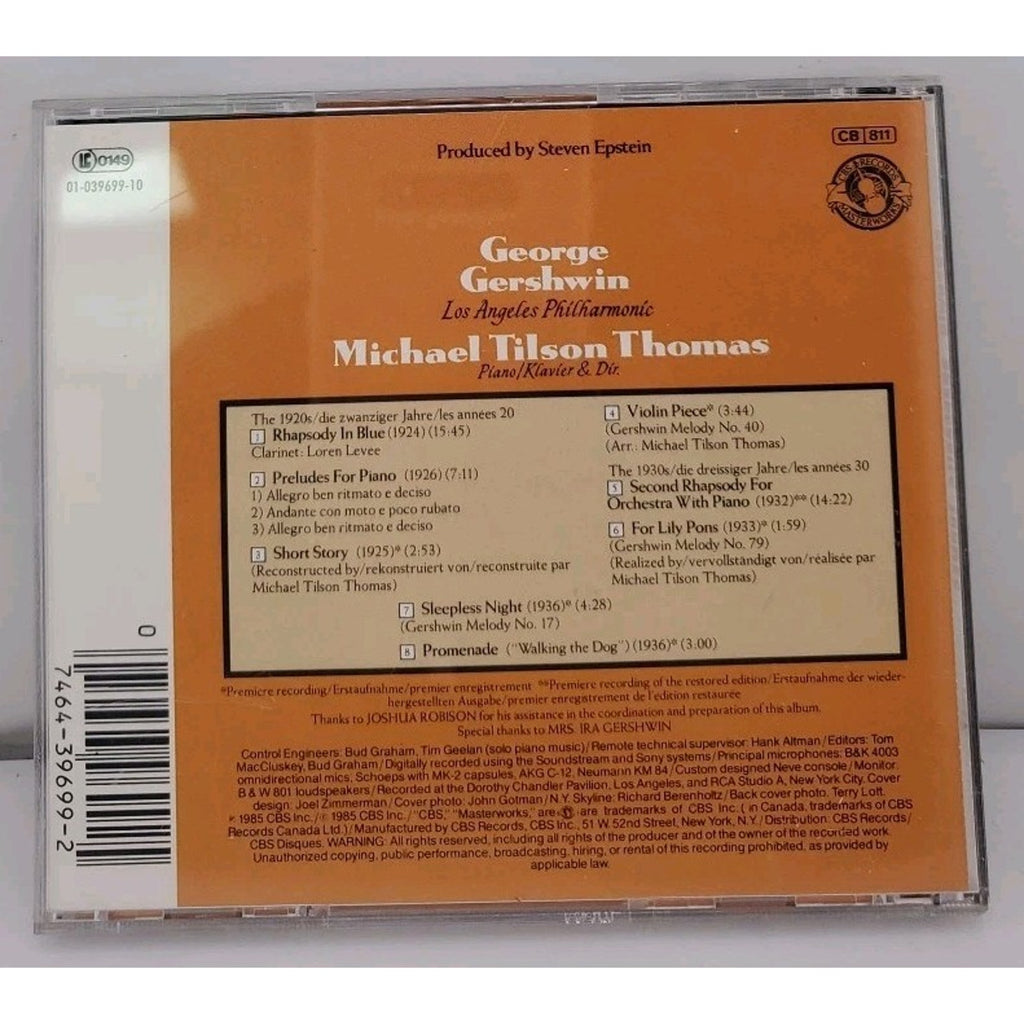 Rhapsody in Blue / Second Rhapsody for Orchestra by Gershwin / Tilson Thomas (CD
