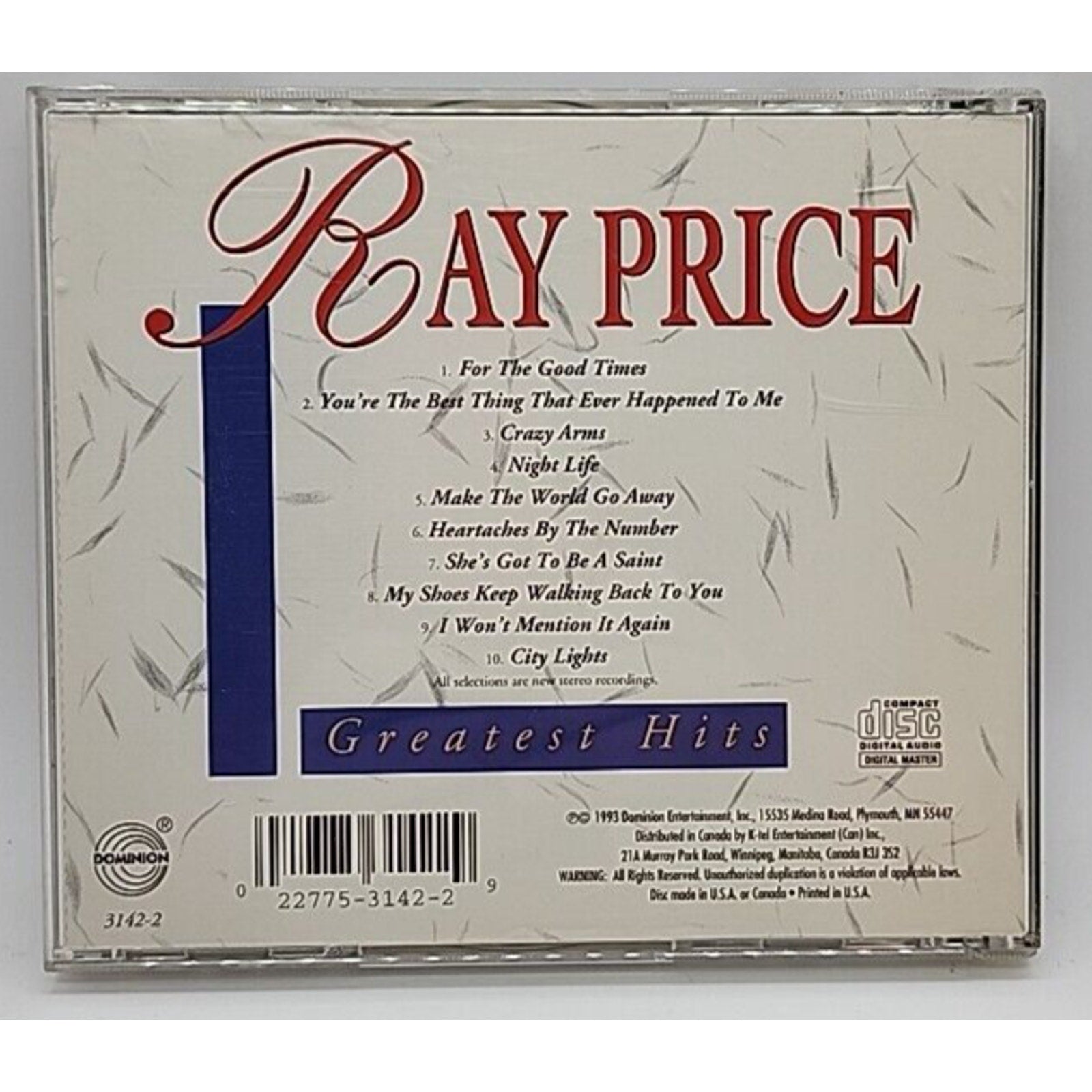 K-Tel Greatest Hits by Ray Price (CD, Aug-1993, Dominion)