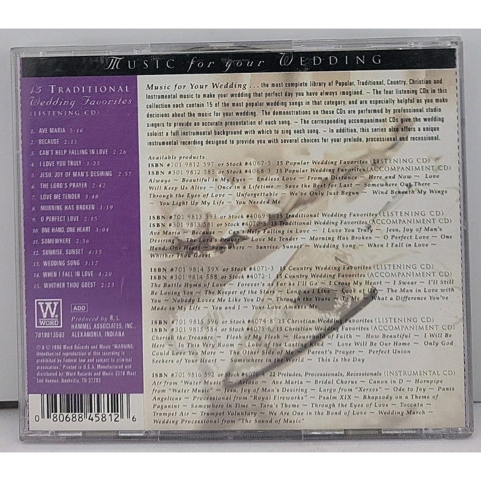 15 Traditional Wedding Favorites - Audio CD