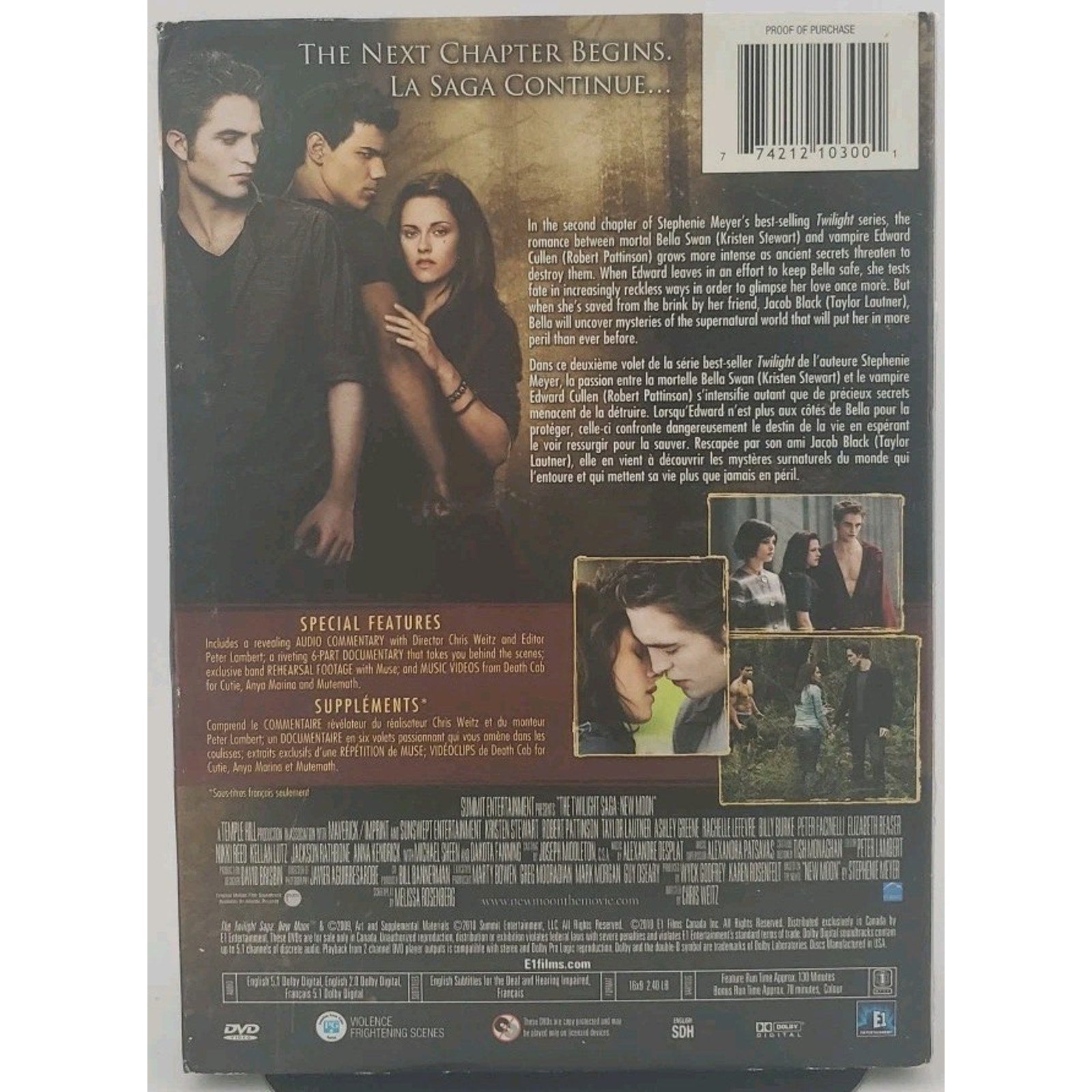 The Twilight Saga: New Moon (DVD, 2010, Canadian)