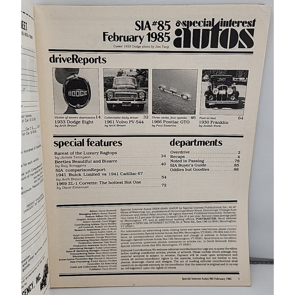 Special Interest Autos February 1985
