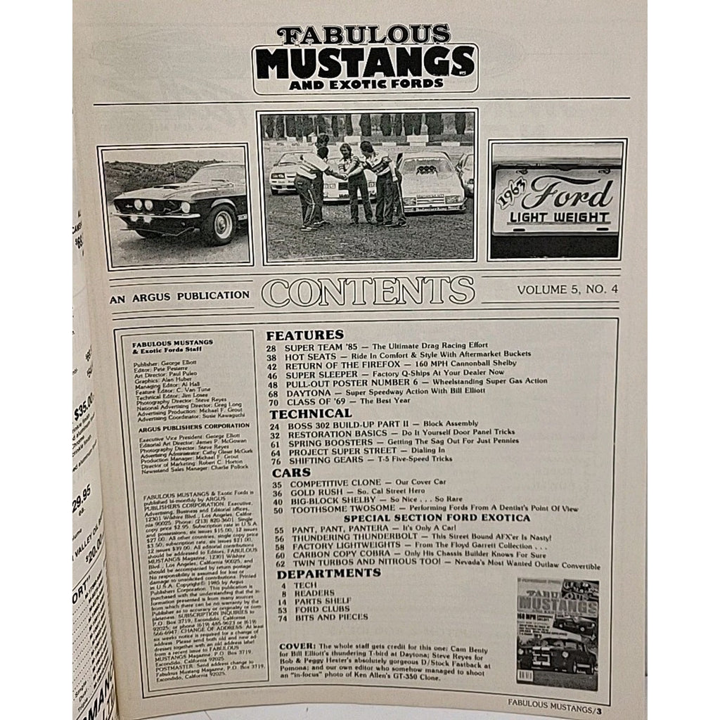 Fabulous Mustangs And Exotic Fords Magazine July 1985 Volume 5 No. 4