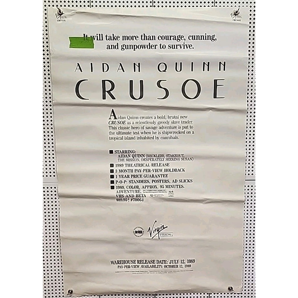 Crusoe Movie Poster 26x40 One Sheet 1989 Aidan Quinn