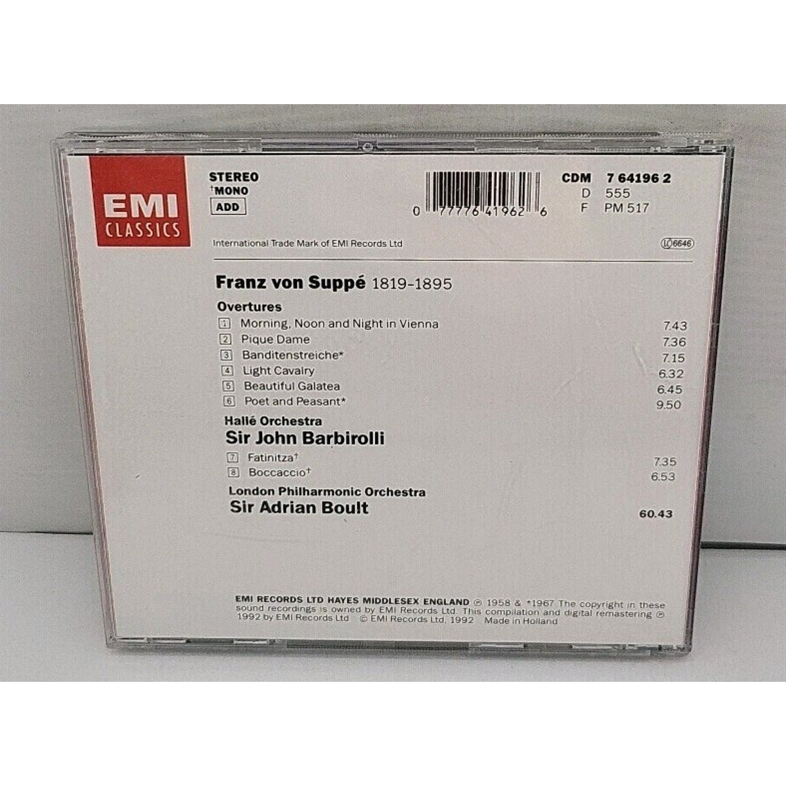 Suppé Overtures Barbirolli - Boult CD