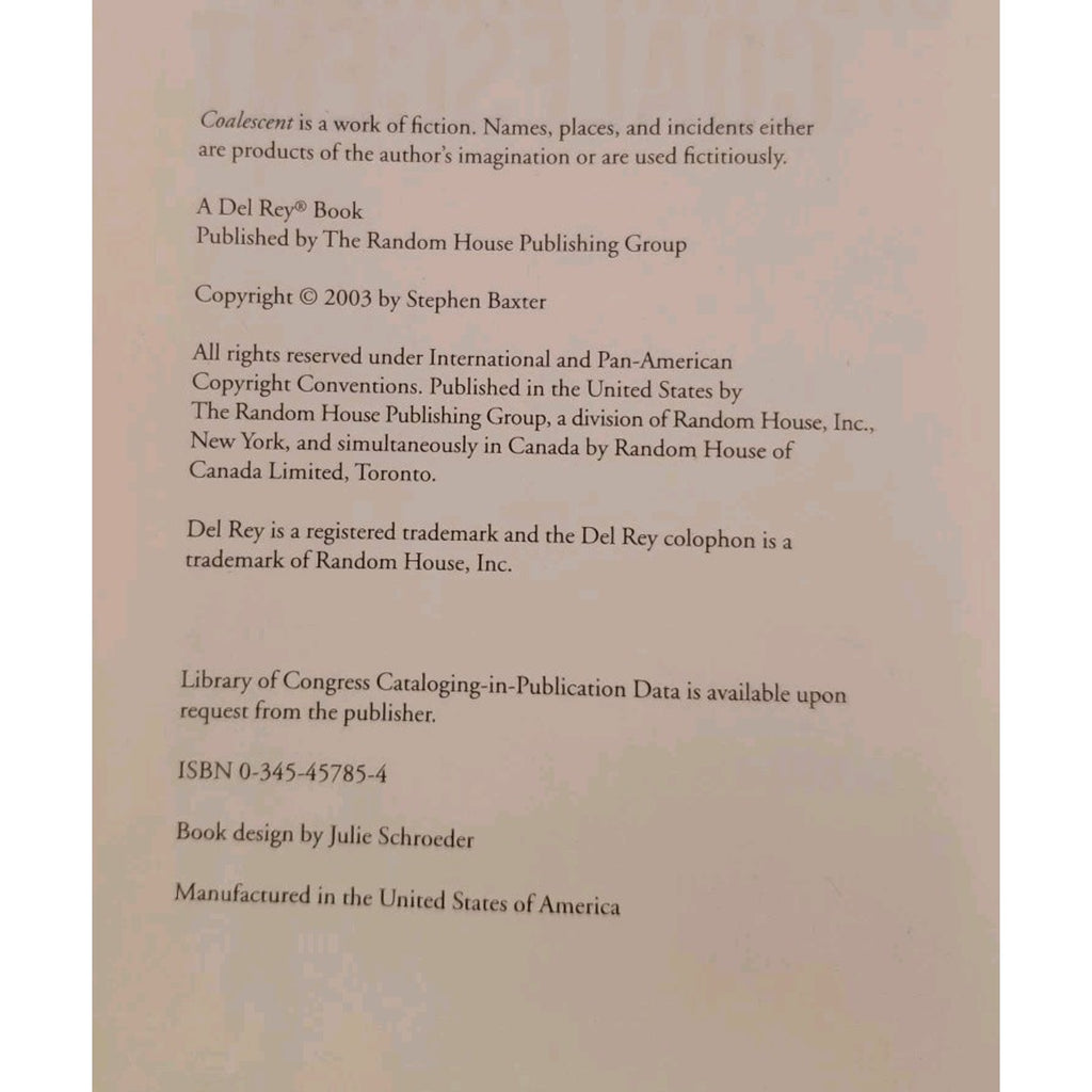 Coalescent by Stephen Baxter (2003, Hardcover)