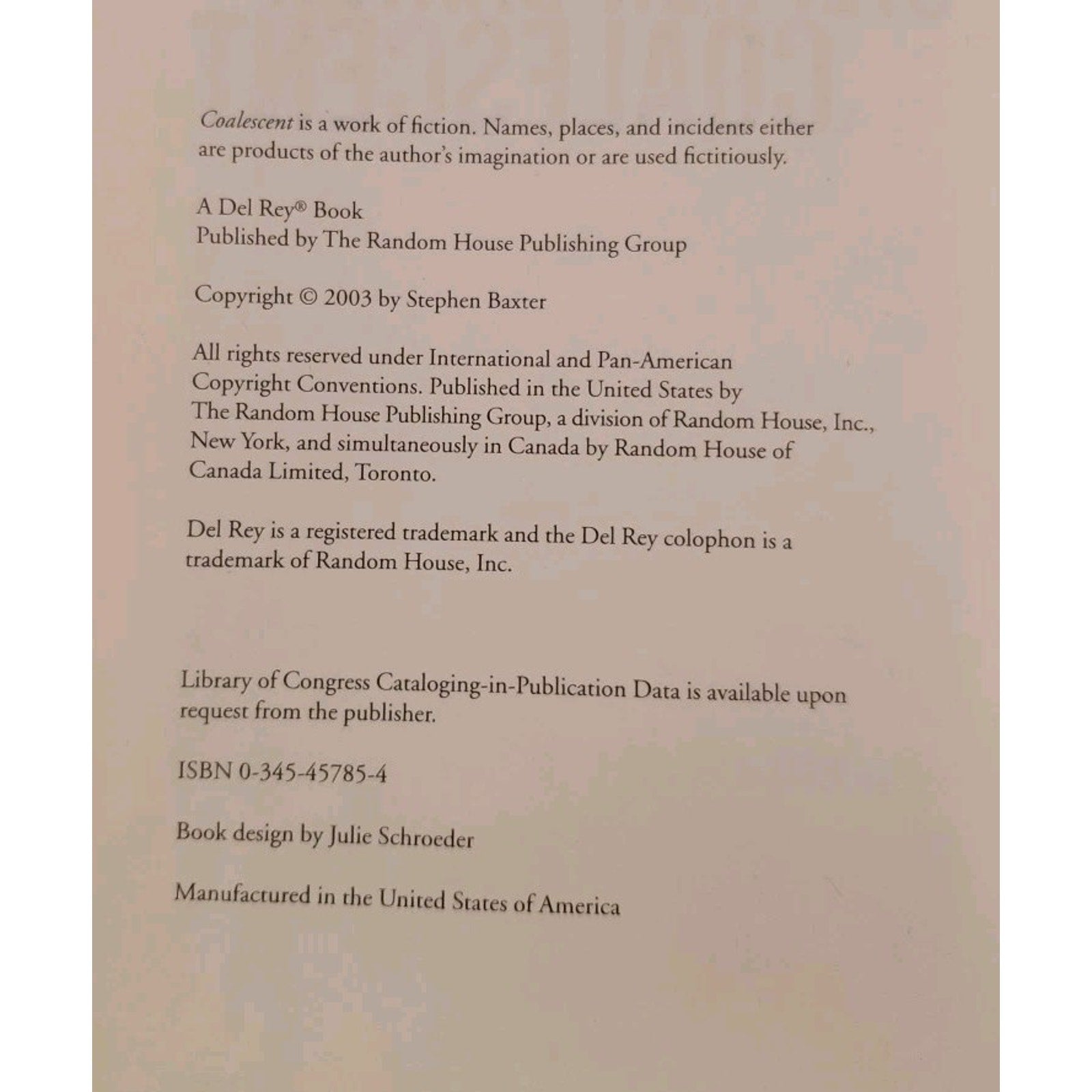 Coalescent by Stephen Baxter (2003, Hardcover)