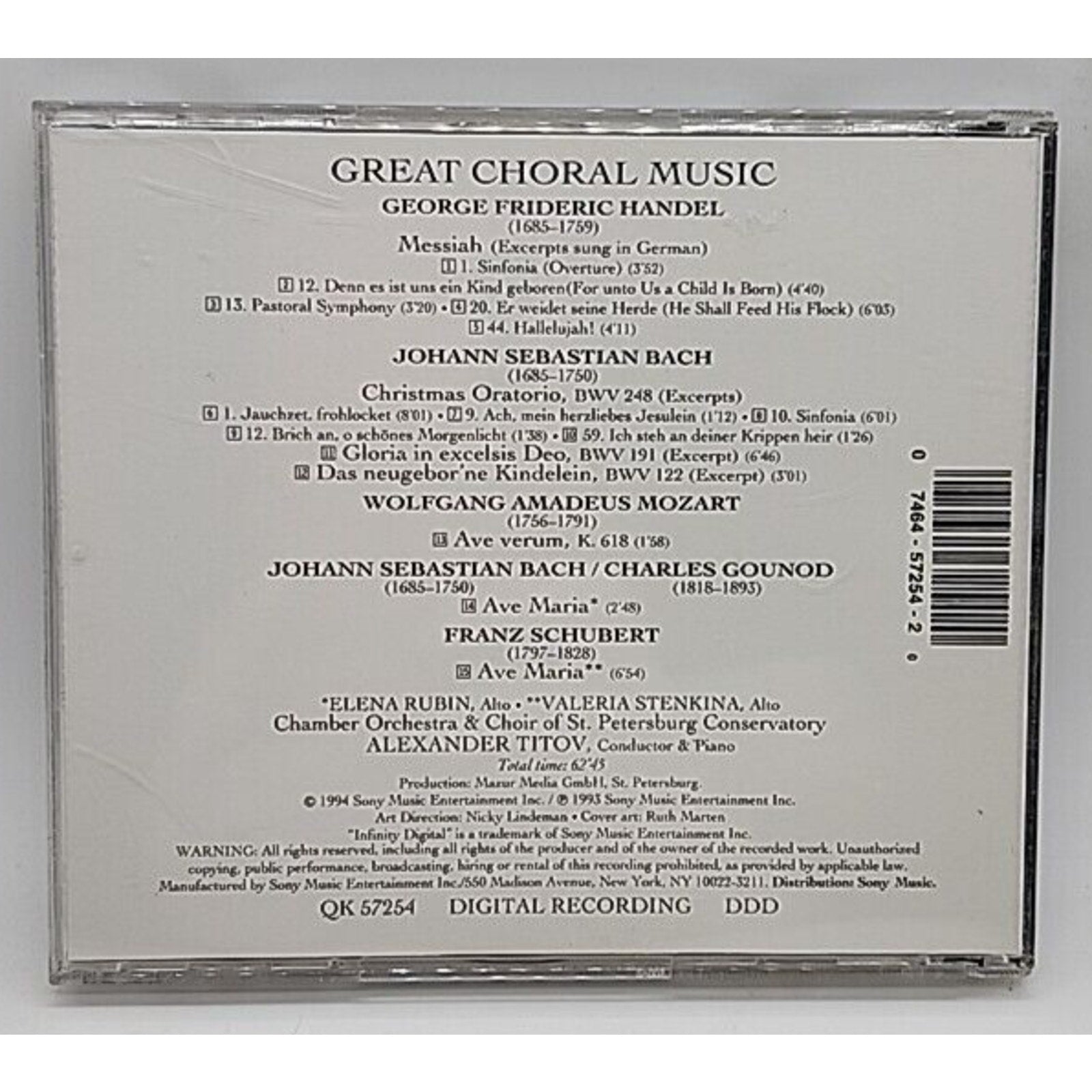 Great Choral Music by Various (CD, 1994)