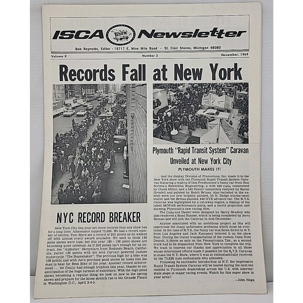 ISCA Newsletter November 1969 Volume X Number 3