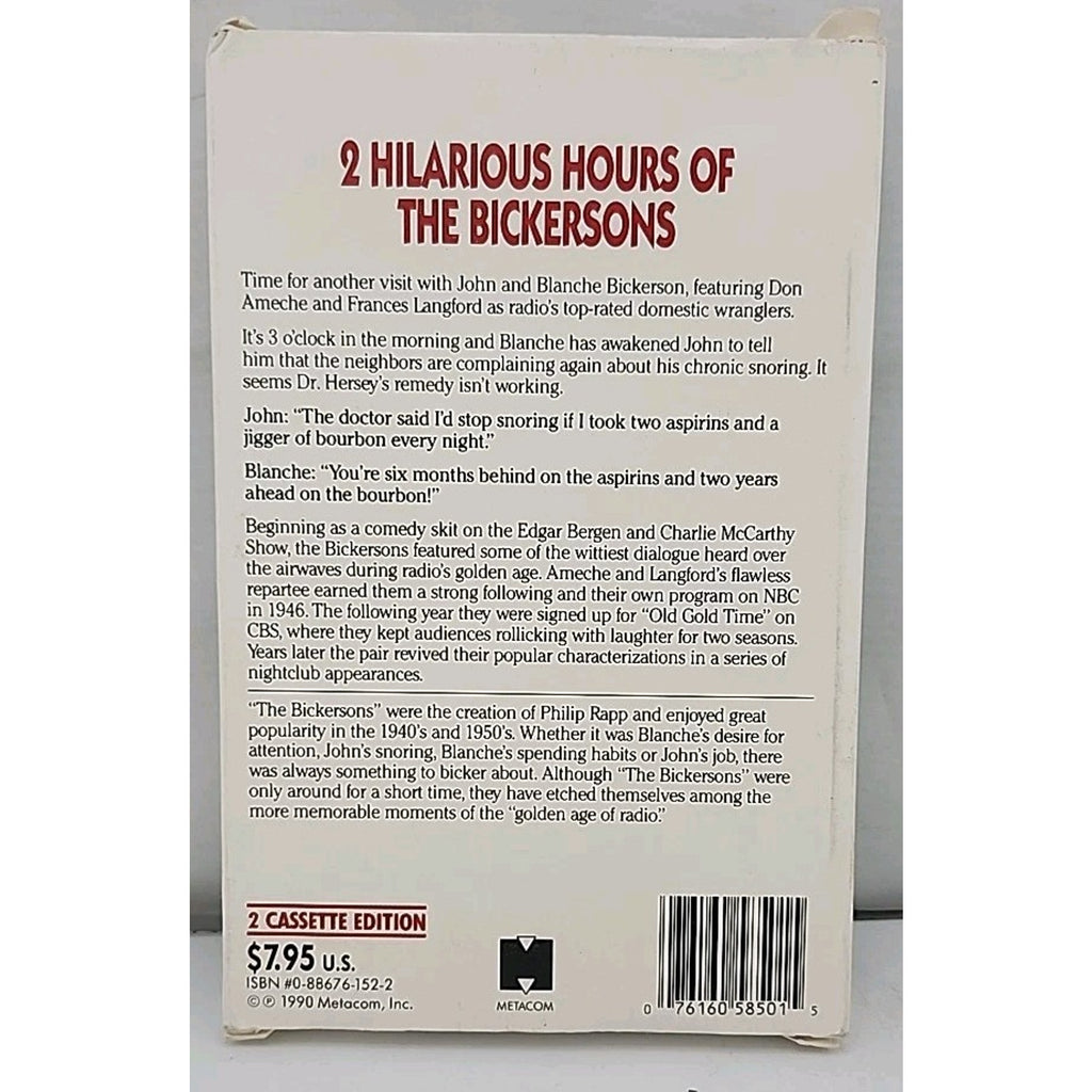 The Best Of The Bickersons Vol. 1-4 (2-Cassette Set, 1986, Golden Age Radio)