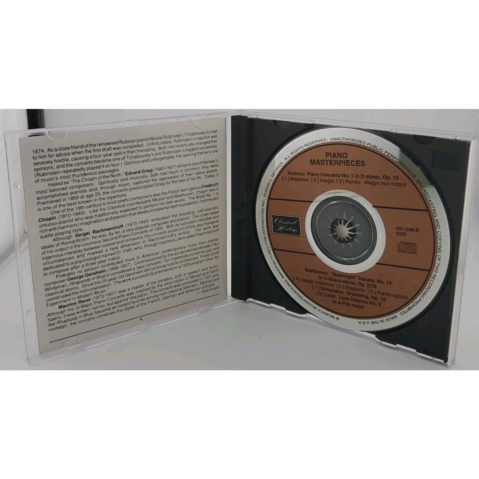 Lot Of 4 Piano Masterpieces by Various (CD, 1992, Classical Heritage)