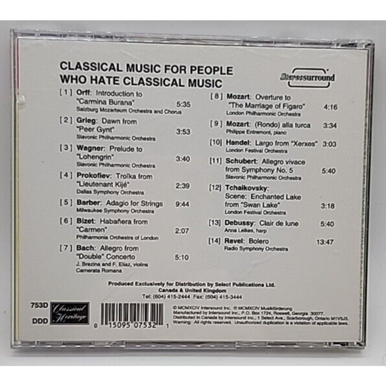 Classical Music for People Who Hate Classical Music (CD, 1994, Classical Heritag