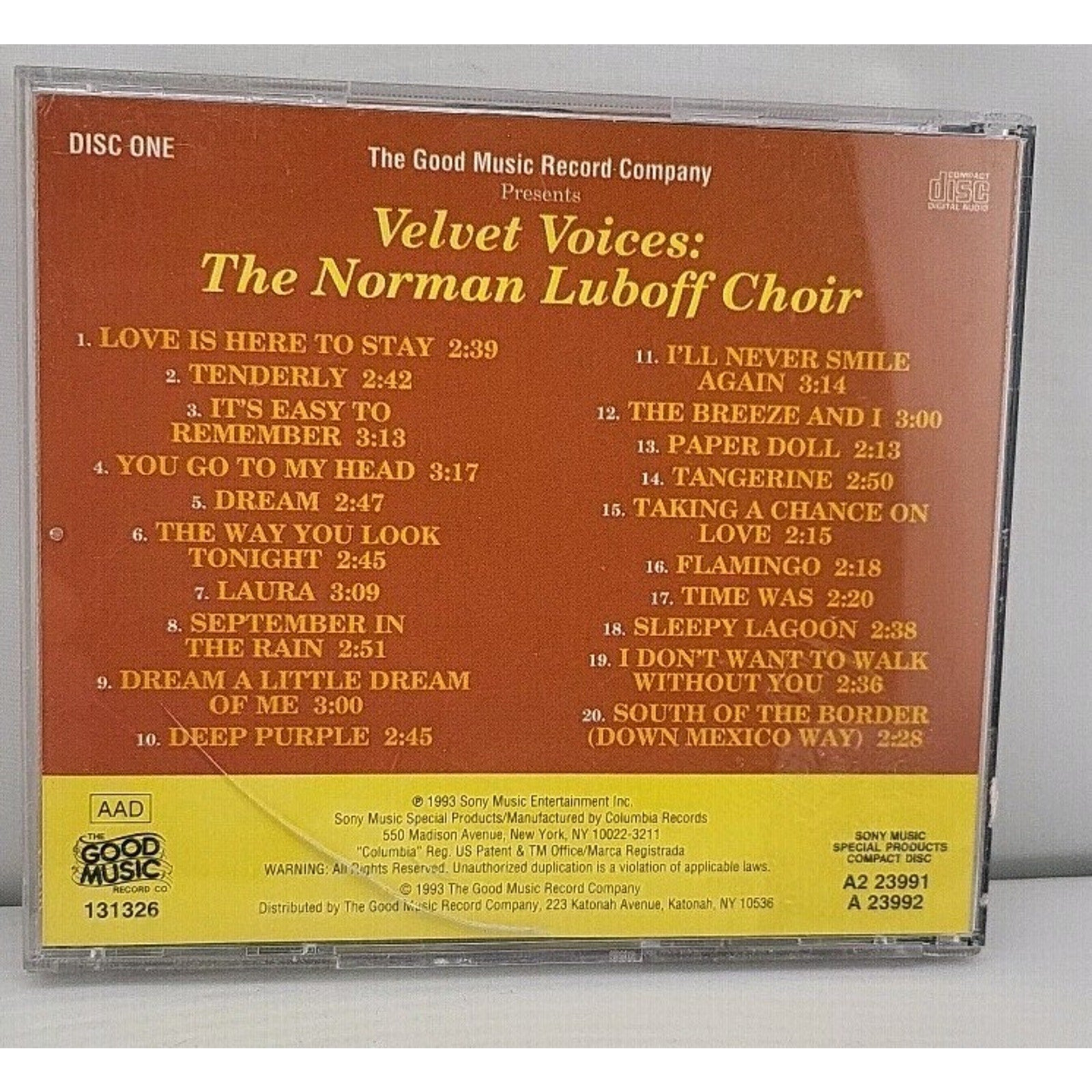 Velvet Voices Satin Songs 1993 CD Disc 1