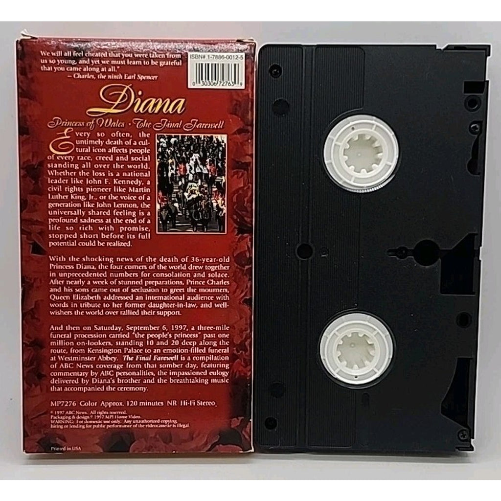Diana Princess Of Wales The Final Farewell(VHS, 1997)