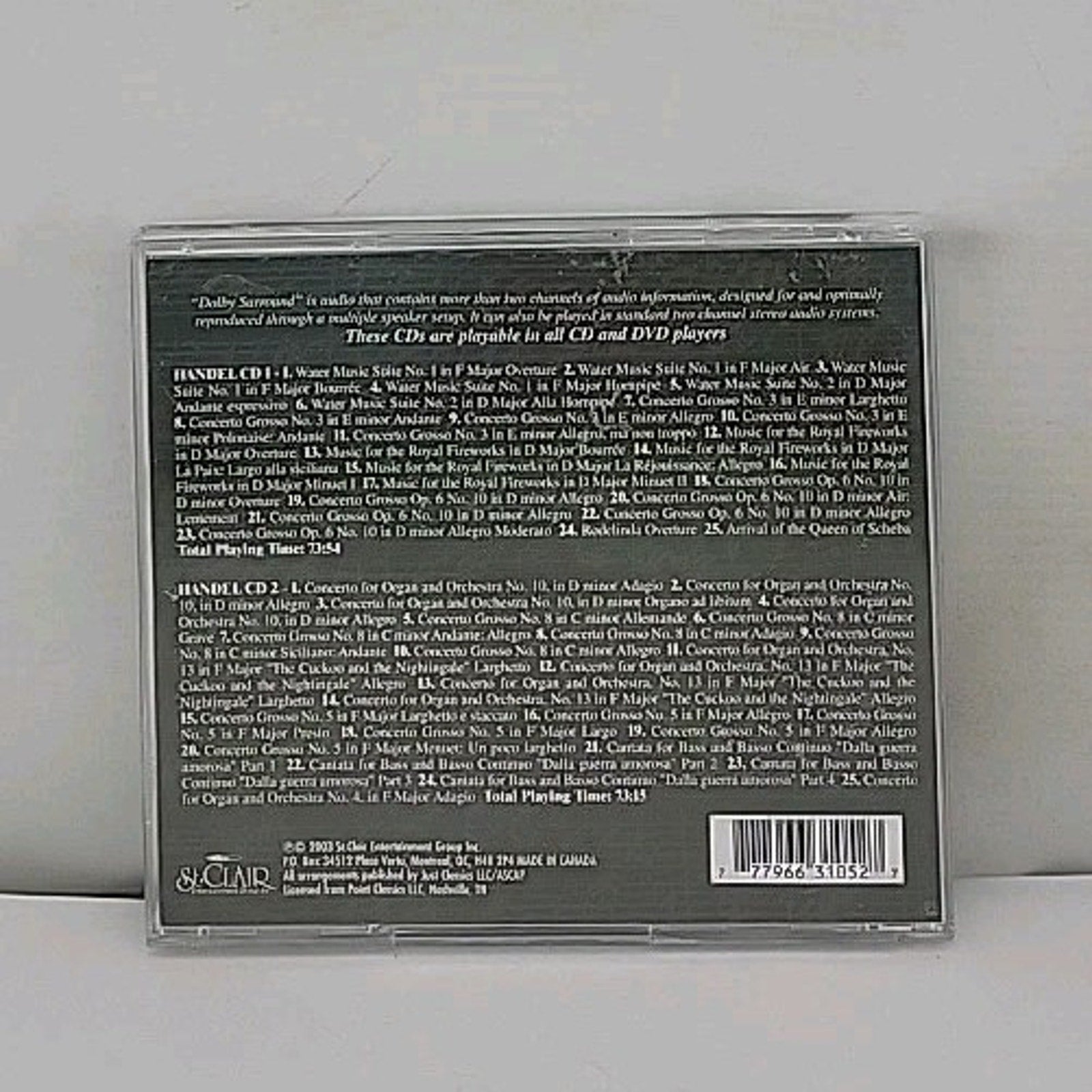 Water Music 1 (F Major) /Con Gross 3 (Em) /& by Les Lunes Du Cousin Jacques (CD,