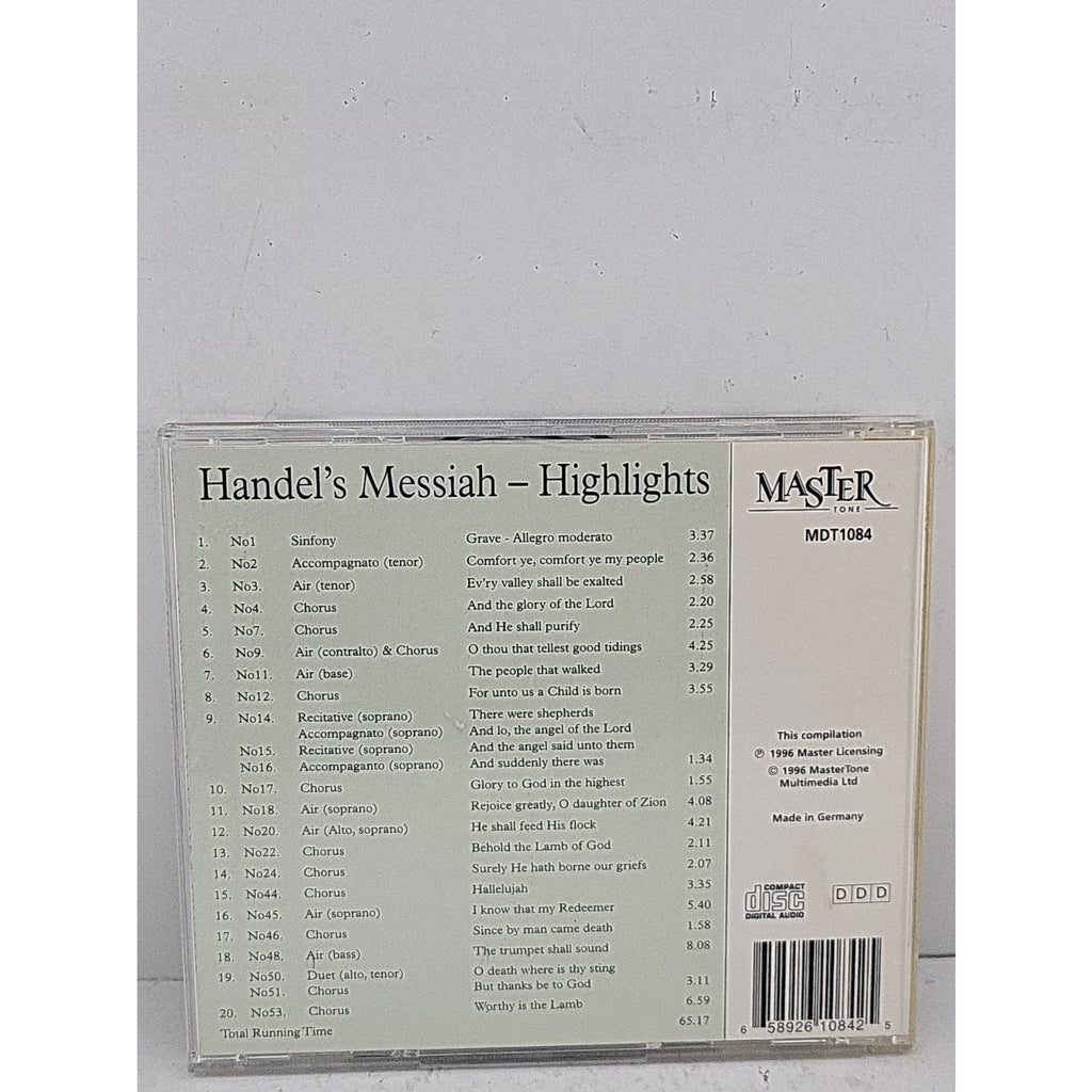 Handel's Messiah Highlights CD Over 1 Hour of Classical Christmas Music