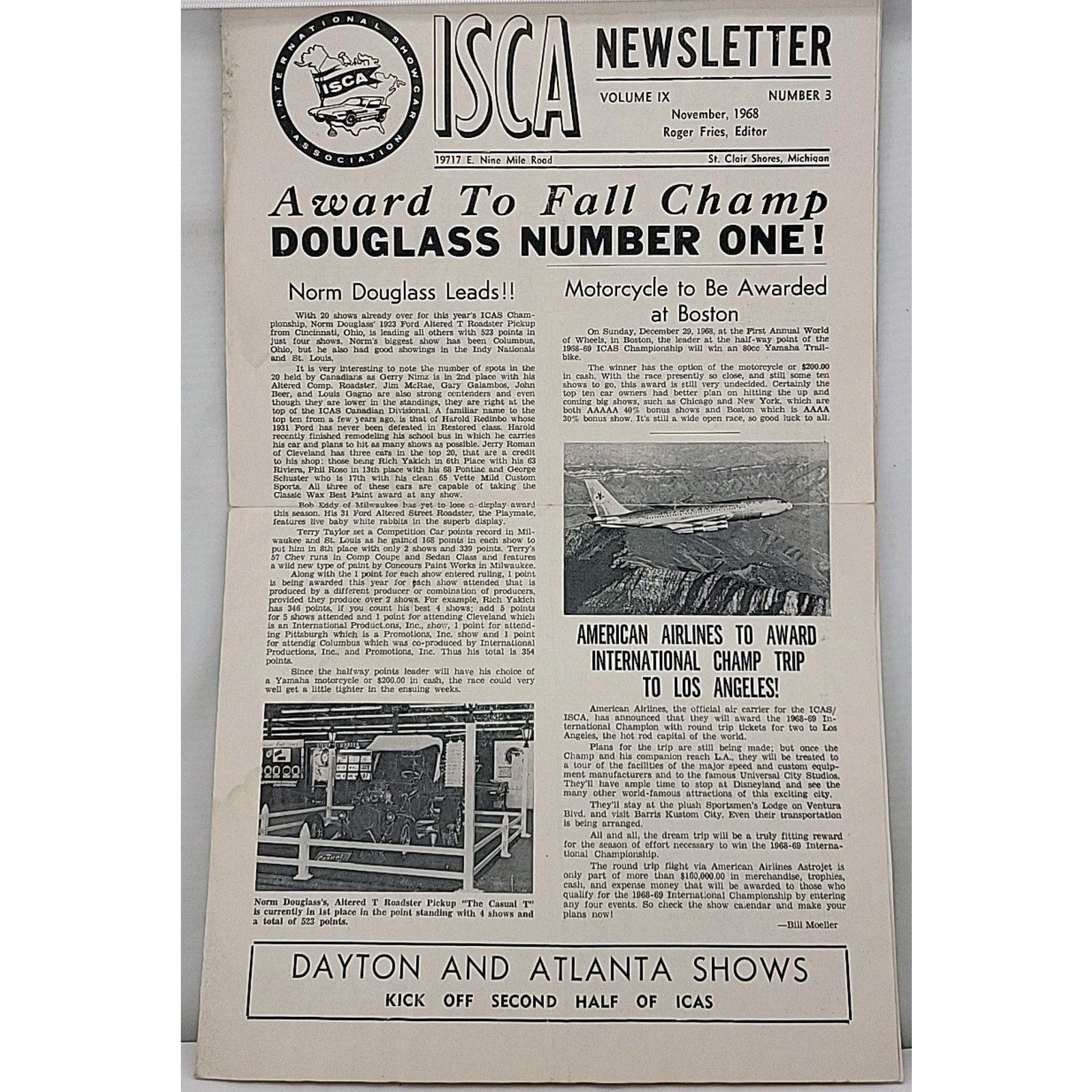 ISCA Newsletter November 1968 Volume IX Number 3