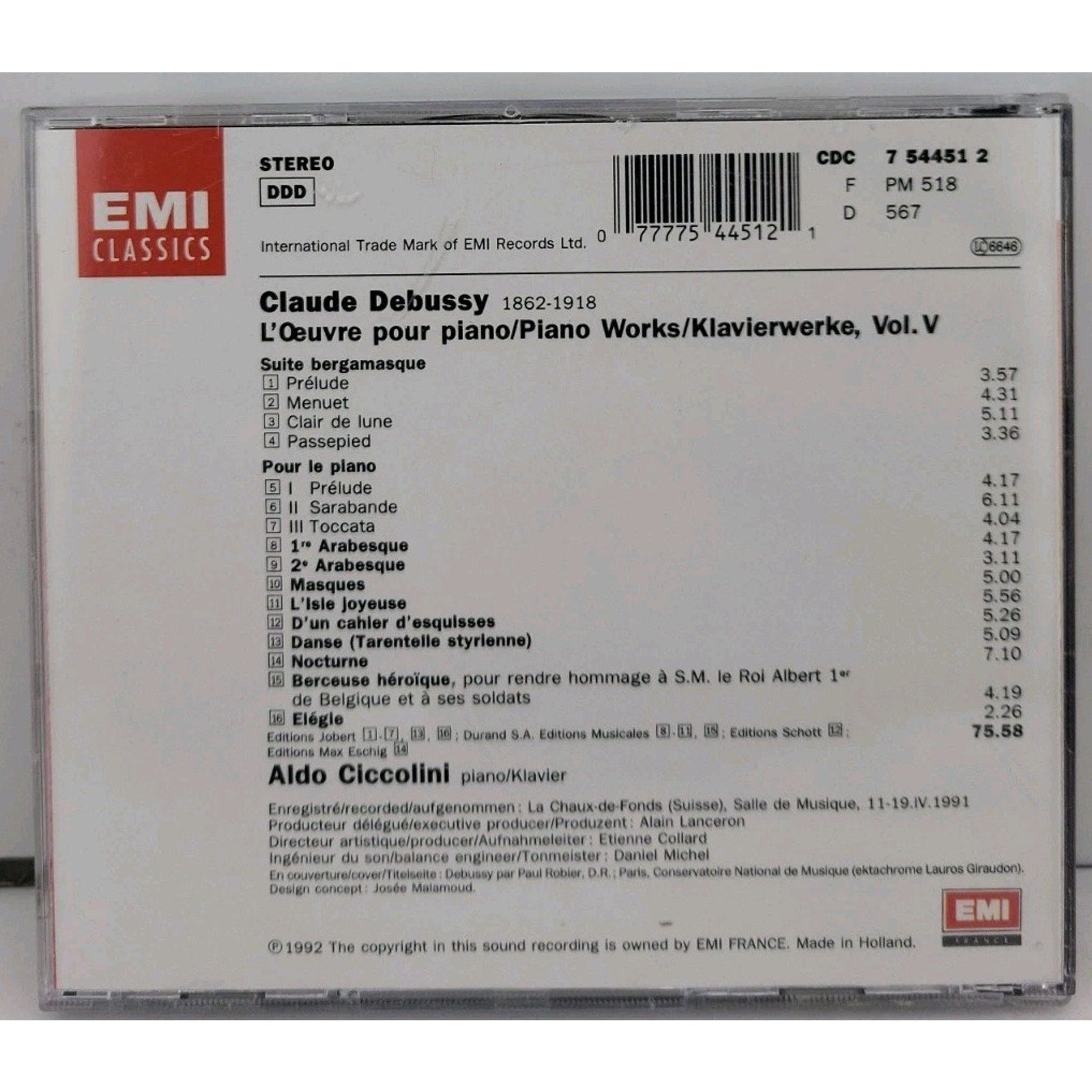 Debussy 5: Suite Bergamasque, by Debussy 5: Suite Bergamasque, (CD, 2009)