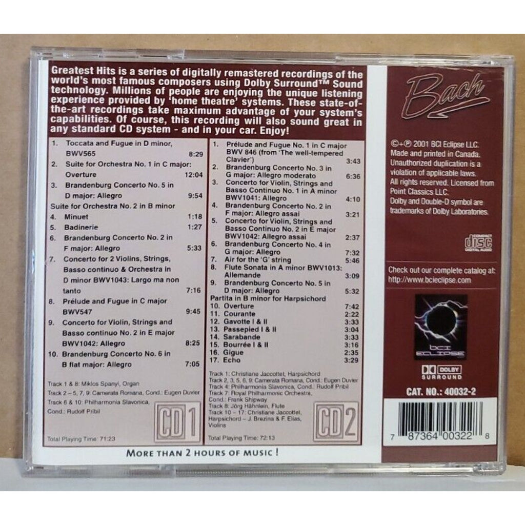 Bach: A New Dimension in Sound (CD, May-2001, 2 Discs, BCI-Eclipse Distribution)