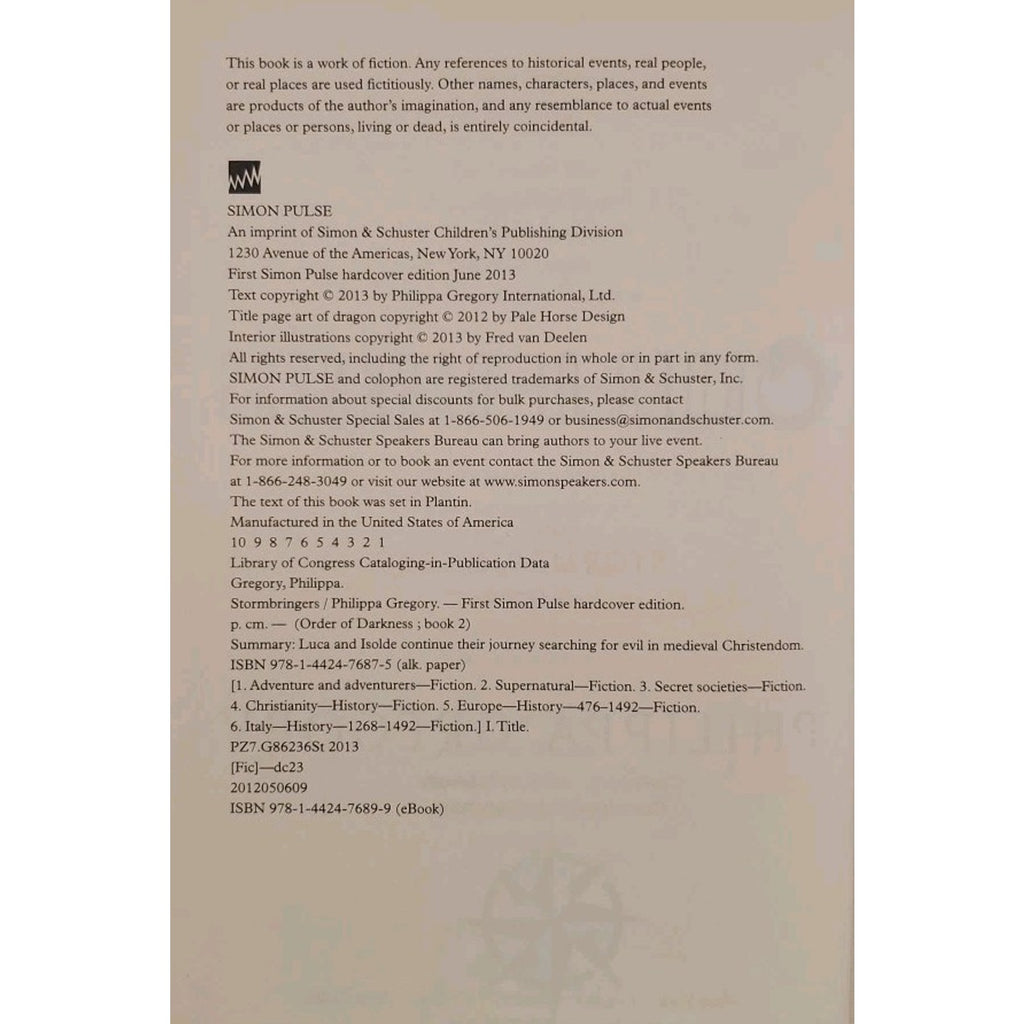 Stormbringers (Order of Darkness) - Hardcover By Gregory, Philippa