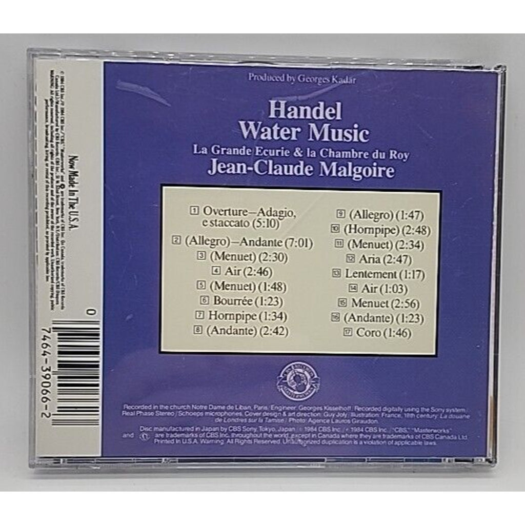 Handel Water Music Jean-Claude Malgoire (CD, 1984)
