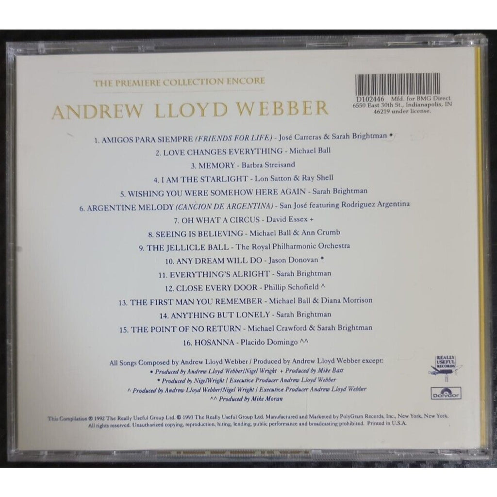 Andrew Lloyd Webber: The Premiere Collection Encore (CD)