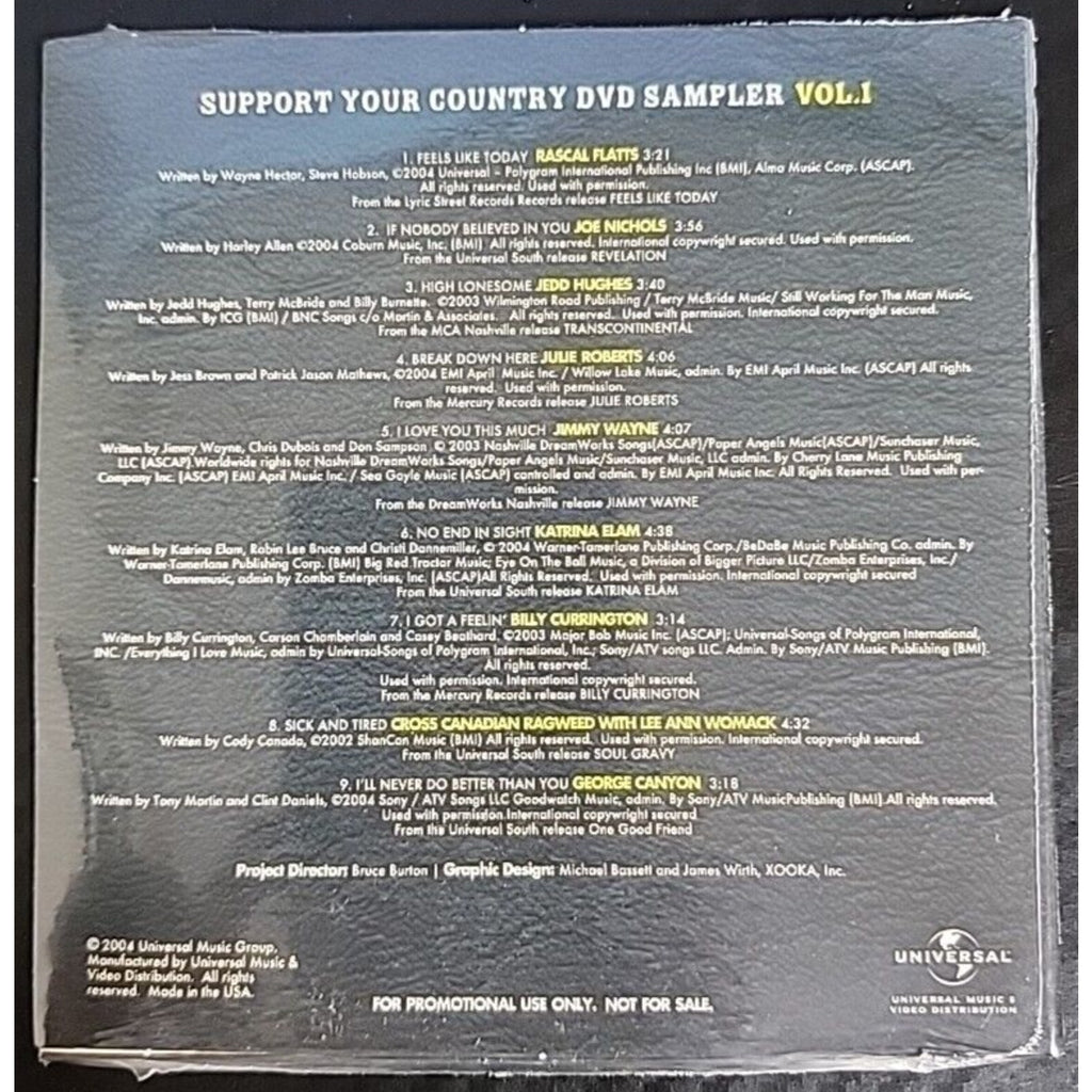 Support Your Country Limited Edition DVD Sampler Vol.1 *Brand New*