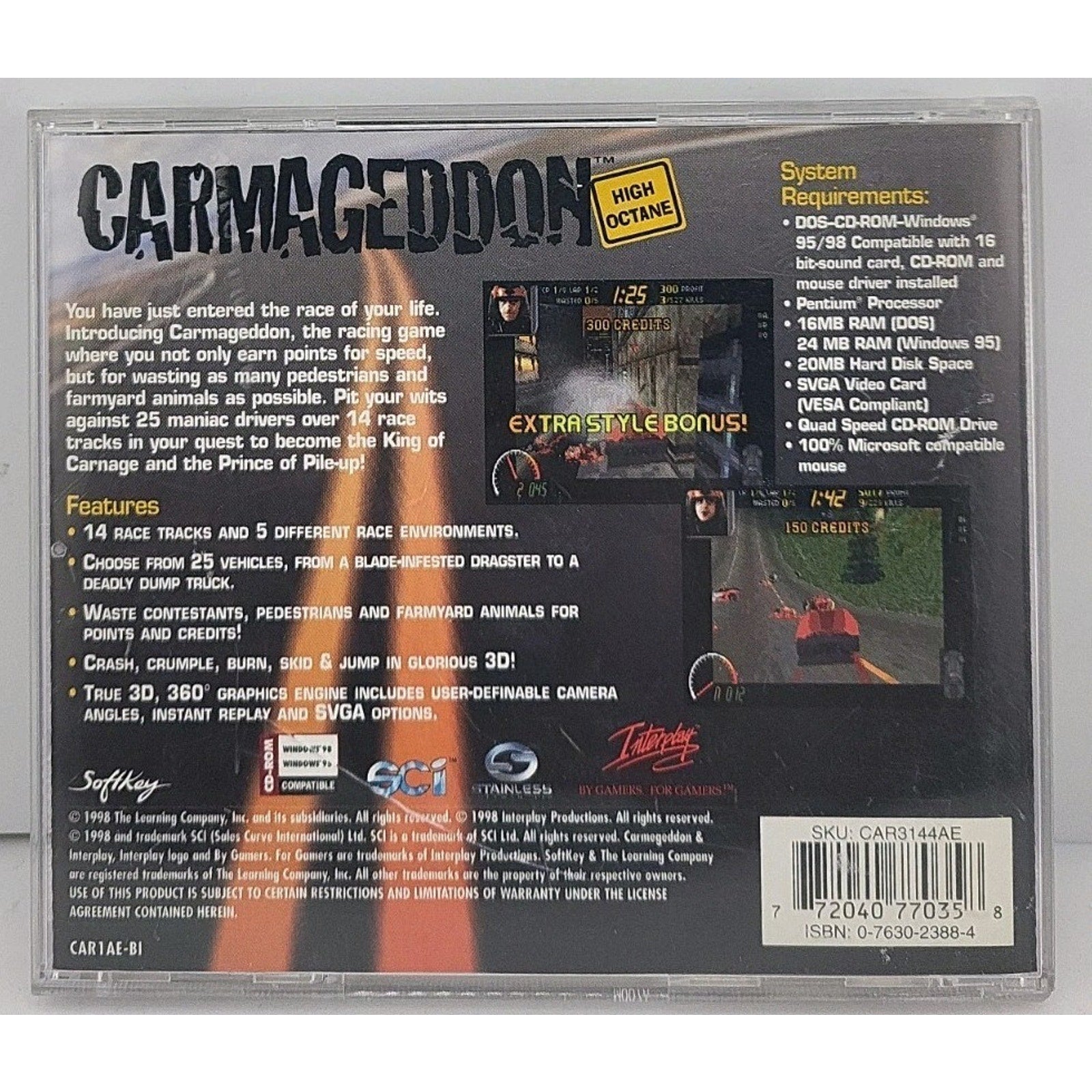 Carmageddon - Windows 95/98 PC Auto Racing Game on CD-ROM