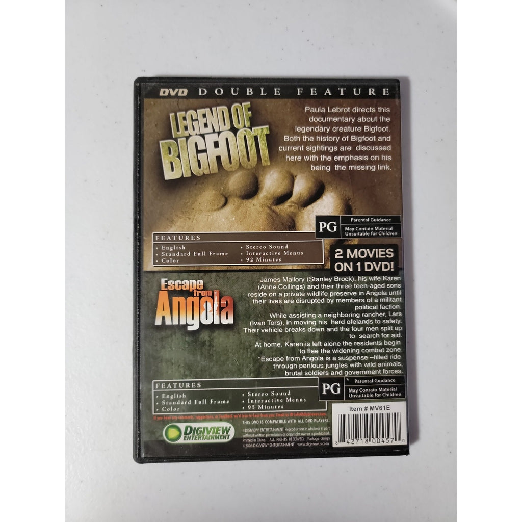 Legend Of Bigfoot & Escape From Angola (DVD, 2006, Digiview Slim Case)