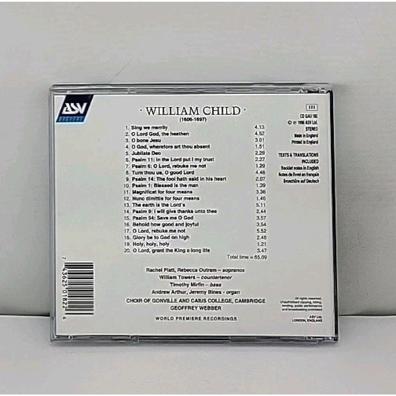 Sacred Choral Music by Child, William / Webber (CD, 1998)