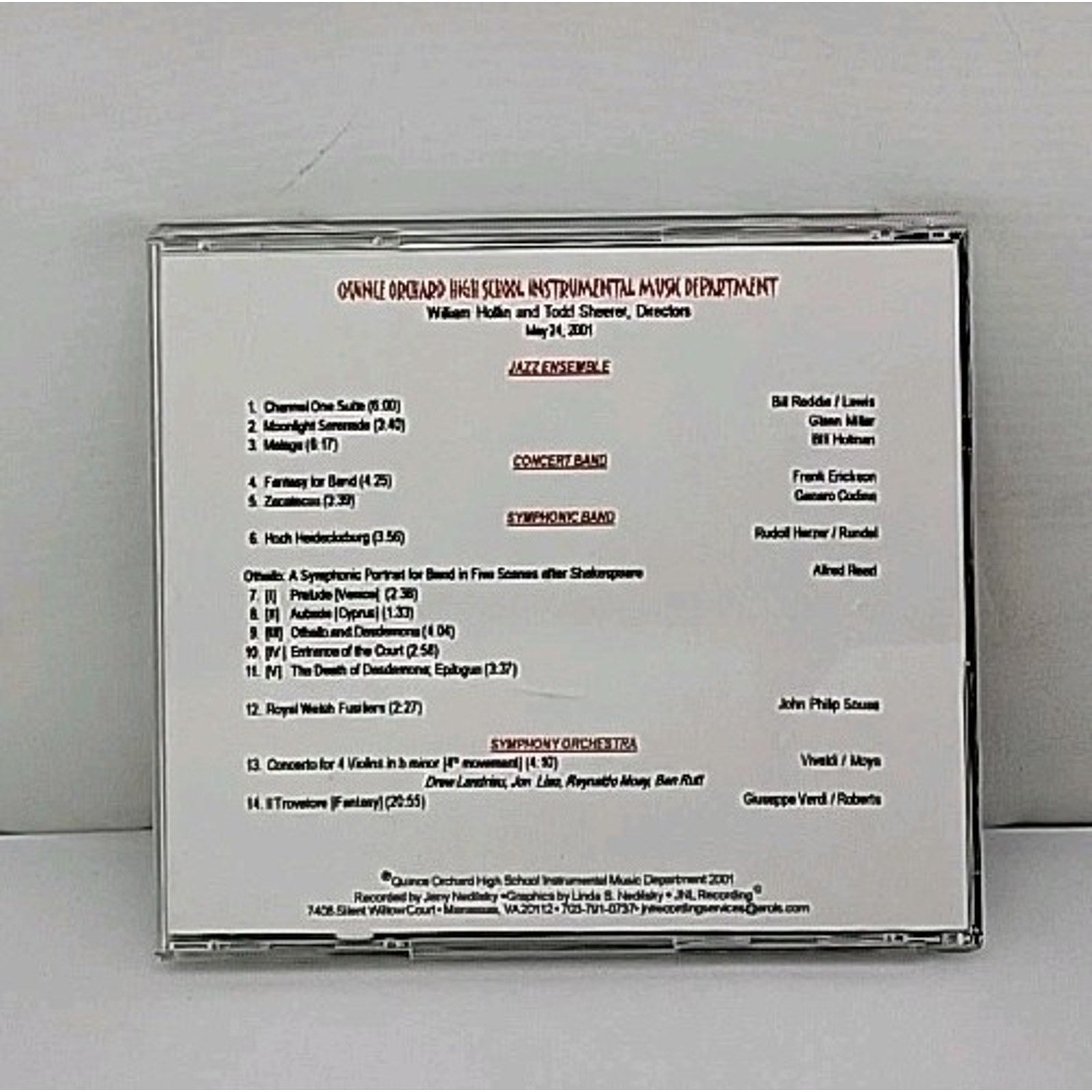 Quince Orchard High School Instrumental Music Department Spring Concert 2001 CD